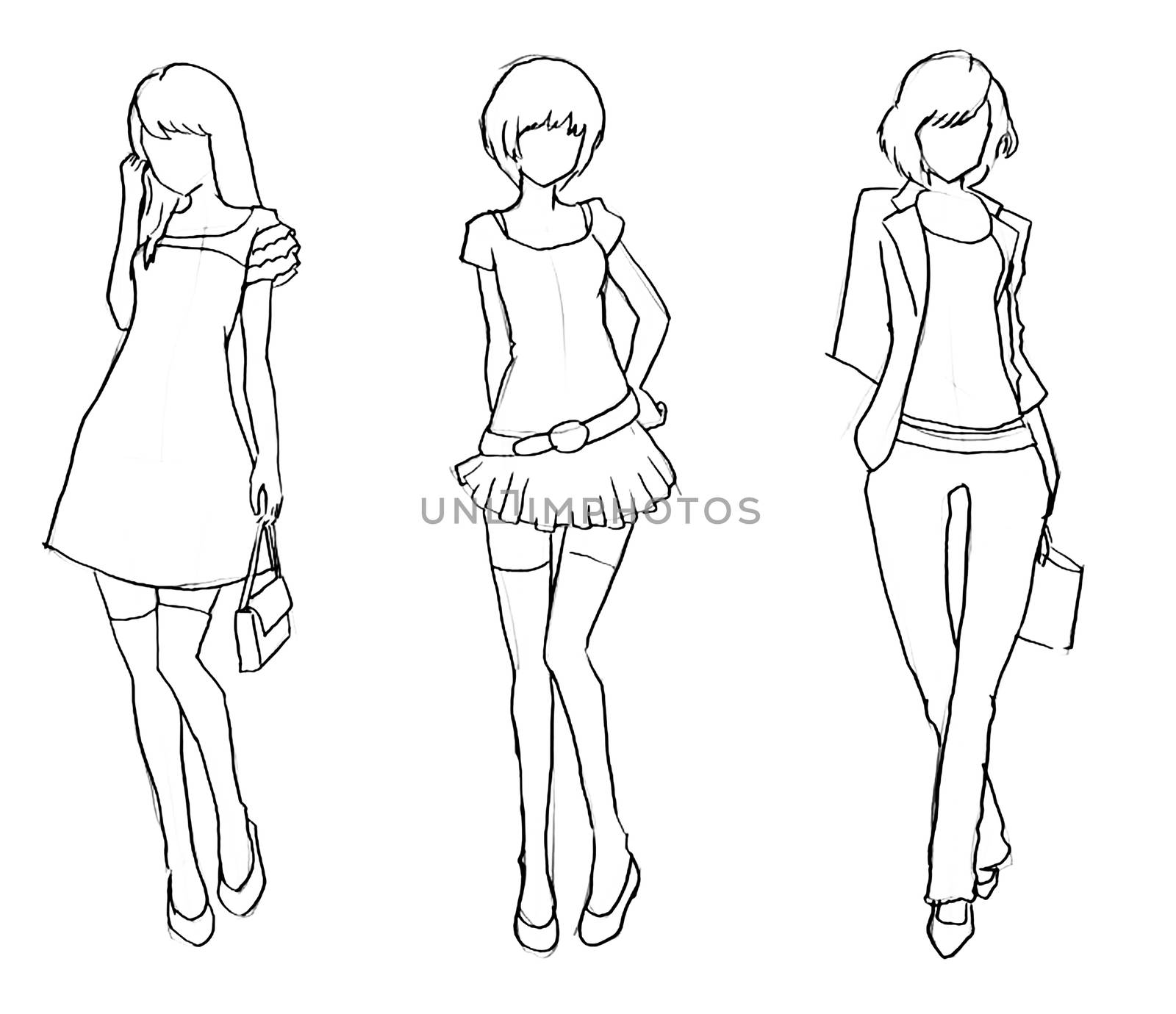 Tutorial of drawing a female body. Drawing the human body, step by step lessons.