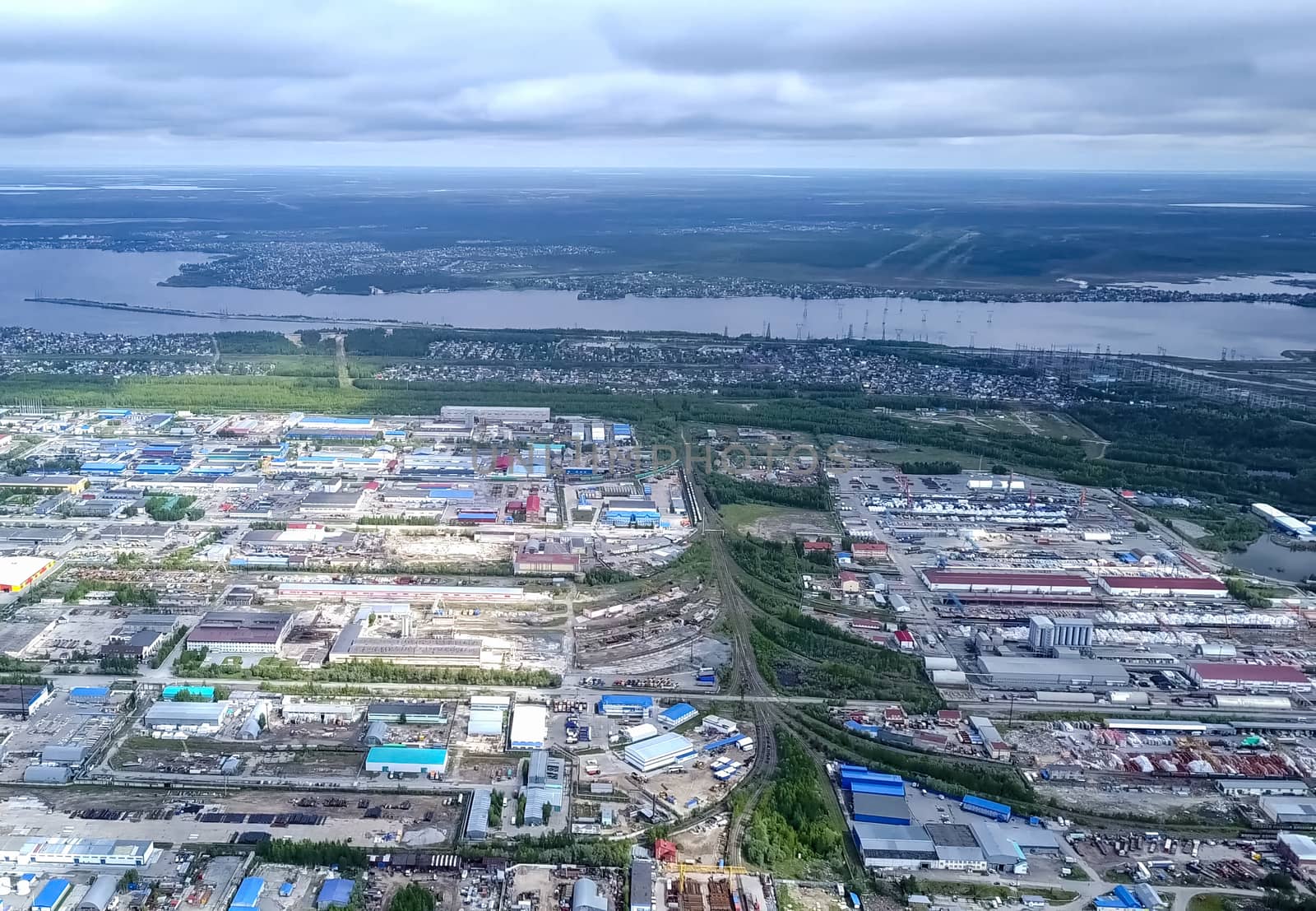 View from above on city of Surgut. Hunts-Mansi Autonomous Region, surgut city from a bird's-eye view. by DePo