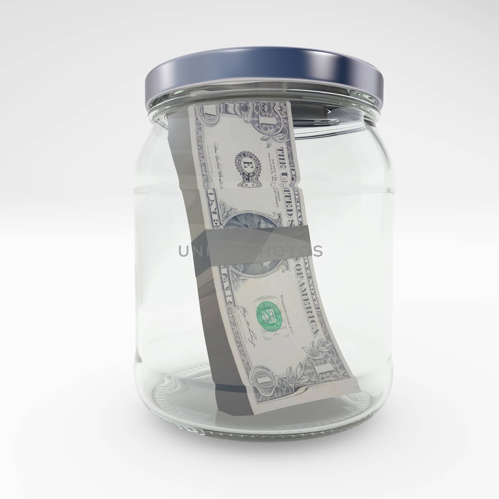 Dollar savings concept Money in a jar 3d rendering by F1b0nacci