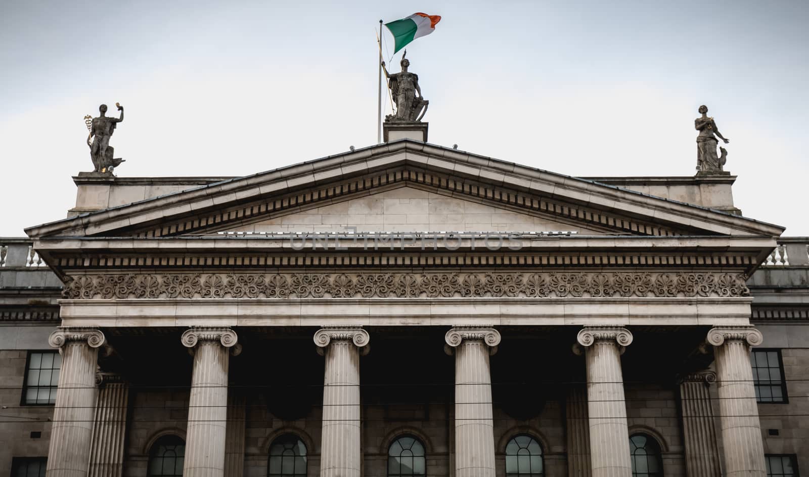 Architecture detail of the Central Post Office in Dublin Ireland by AtlanticEUROSTOXX