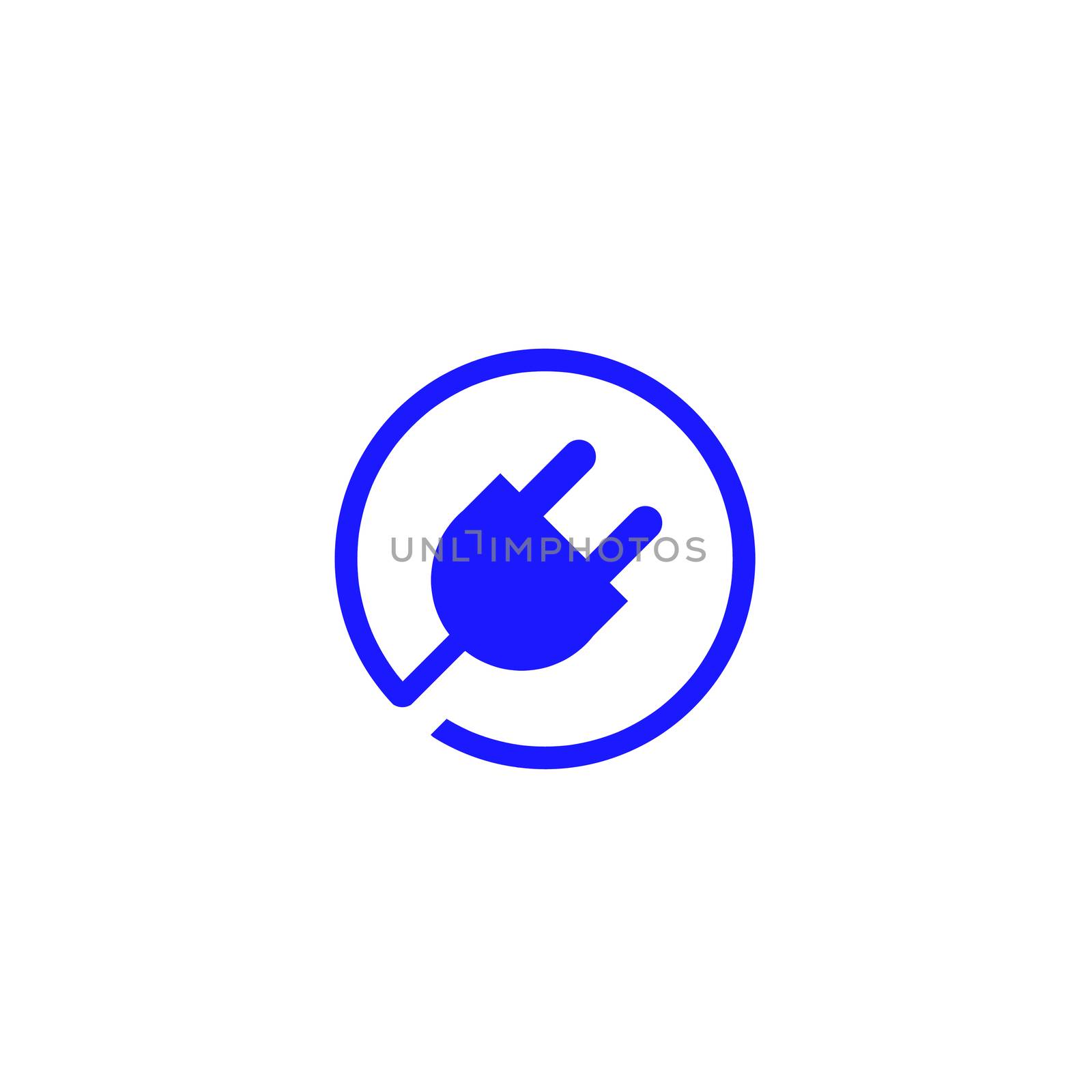 Plug icon on white background.Power conductors supply power to electrical equipment. by praditlohhana