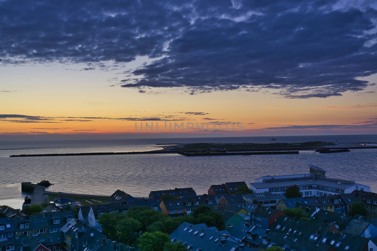 Heligoland - look on the island dune - sunrise over the sea