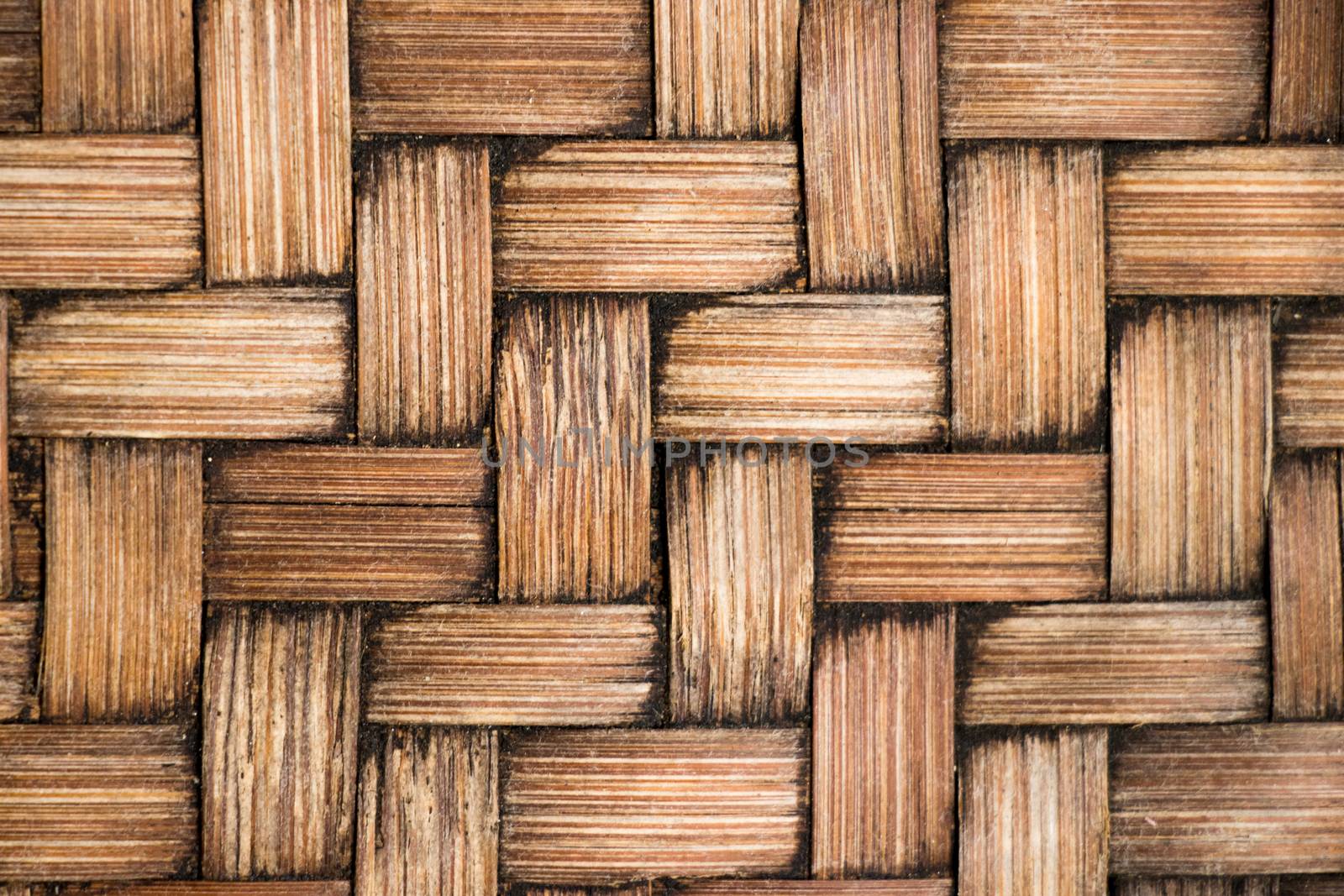 Closed up of brown color wooden weave texture background by Hengpattanapong