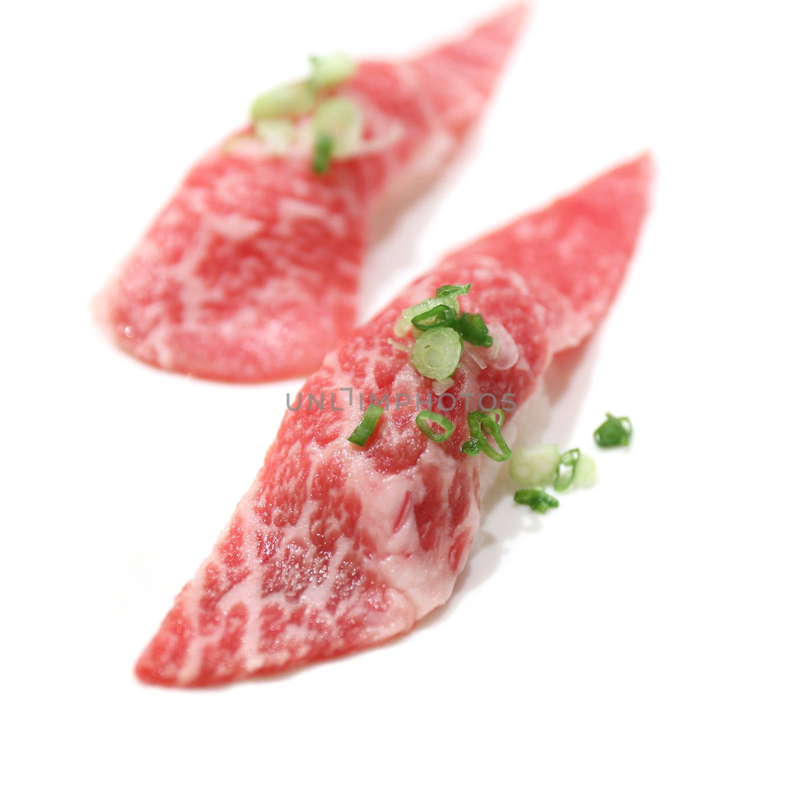 Raw beef sushi