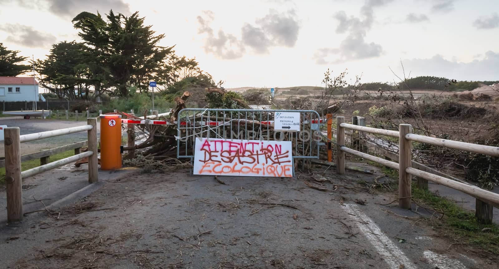 Attention Ecological Disaster in French on an area of protest in by AtlanticEUROSTOXX