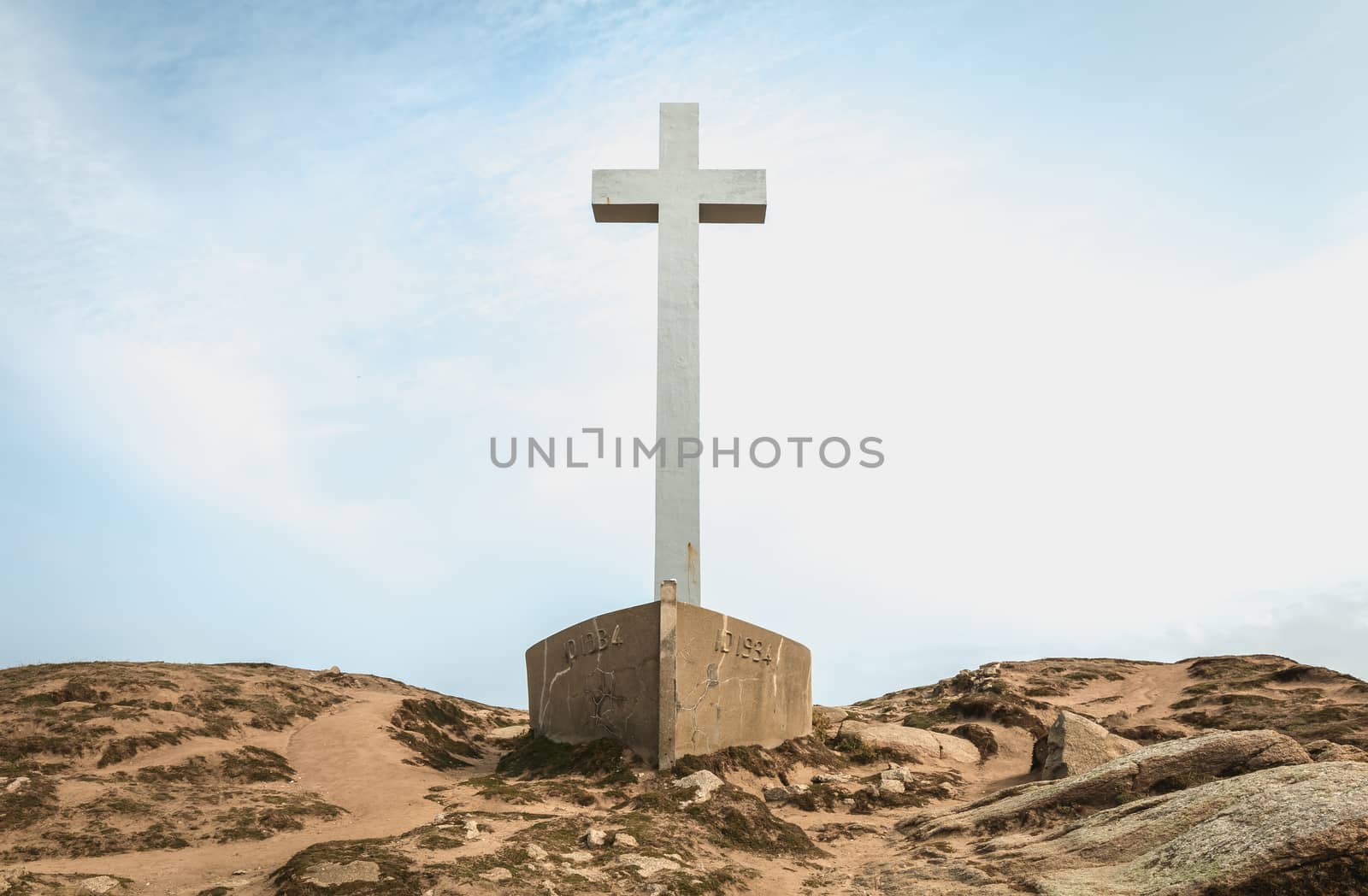 detail view on the Calvary of the sailors of the Pointe du Chatelet built in 1934 on the island of Yeu, France