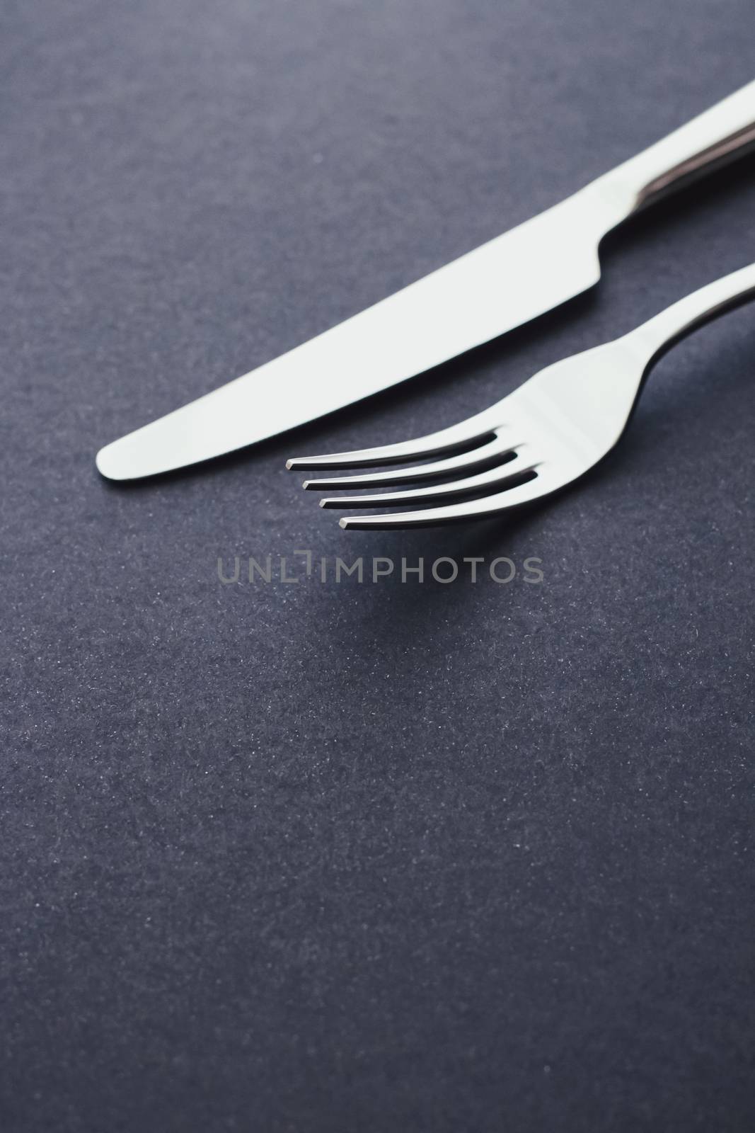 Fork and knife, silver cutlery for table decor, minimalistic design and diet by Anneleven