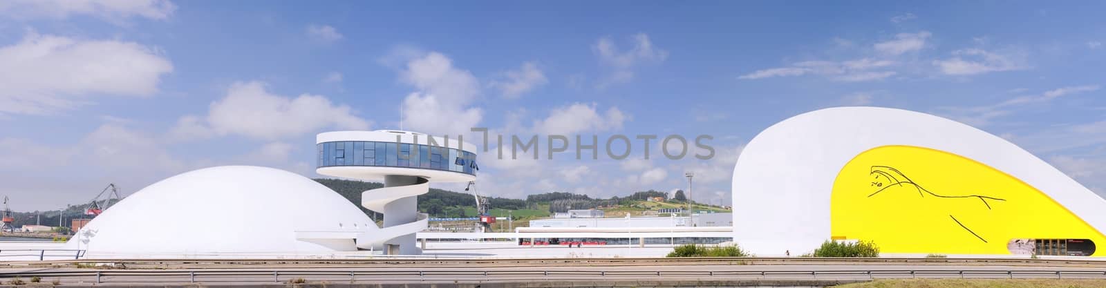 AVILES, SPAIN - JUNE 22: View of Niemeyer Center building in June 22, 2014 in Aviles. The cultural center was designed by Brazilian architect Oscar Niemeyer, was his only work in Spain.