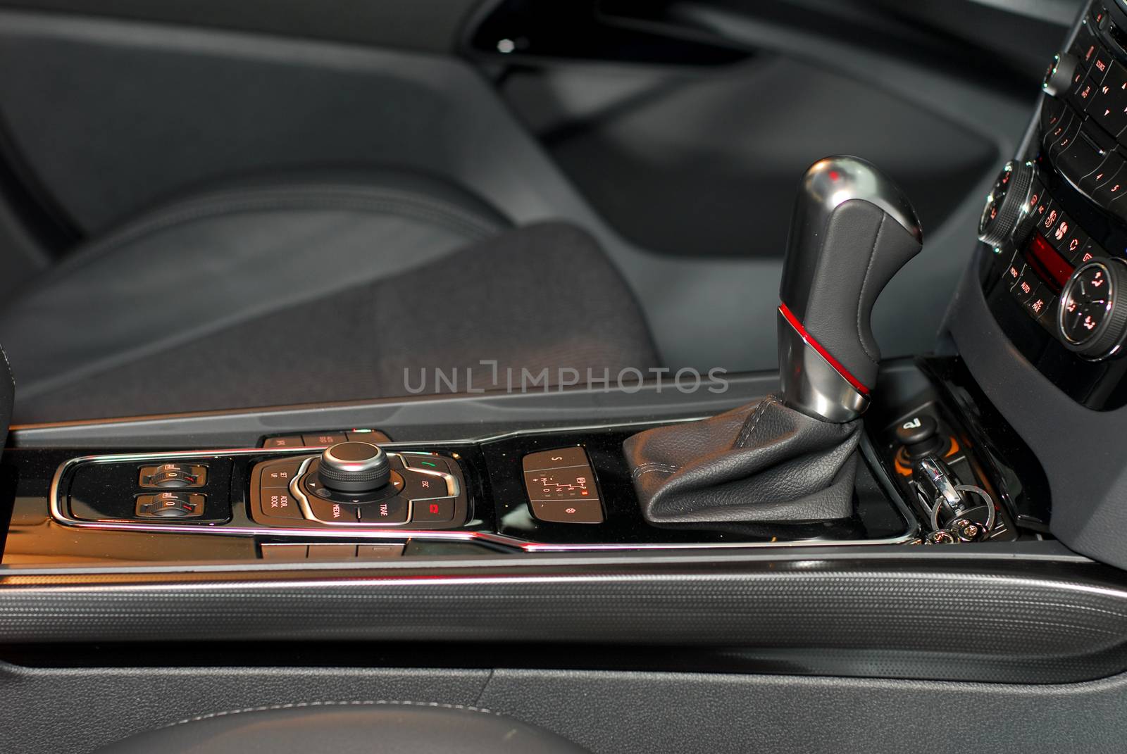 Automatic gear shift handle and car interior details
