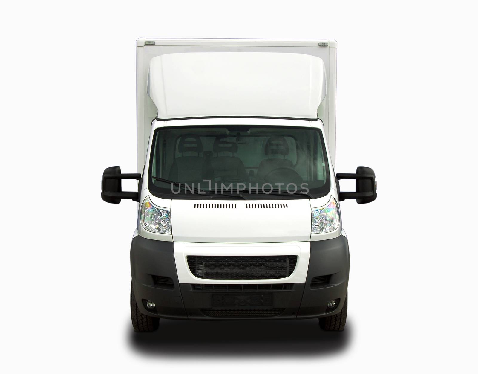 White delivery van isolated on white background