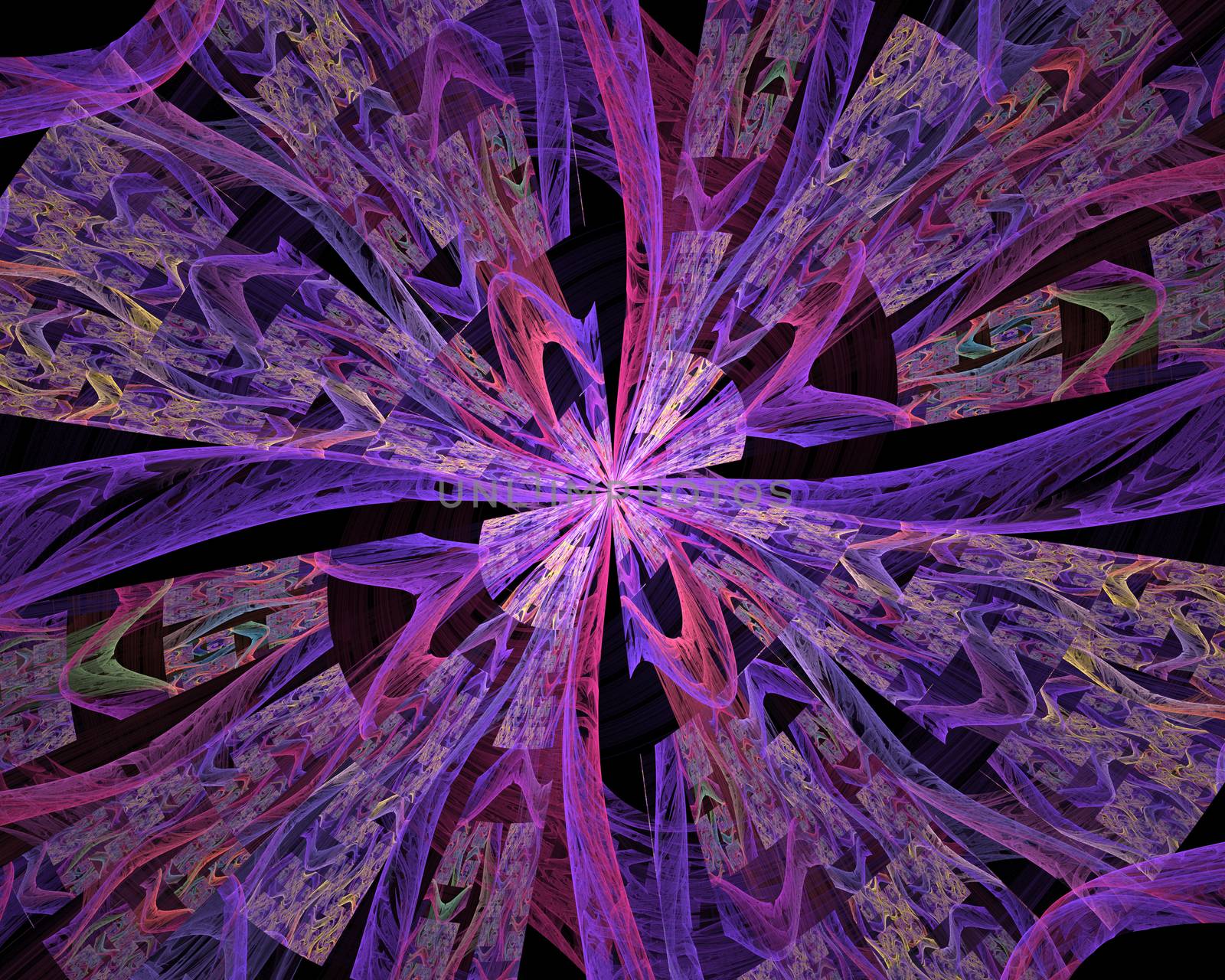 The kaleidoscopical composition in violet tones. Abstract kaleidoscope background. Beautiful kaleidoscope pattern. Multicolor mosaic texture. Unique design