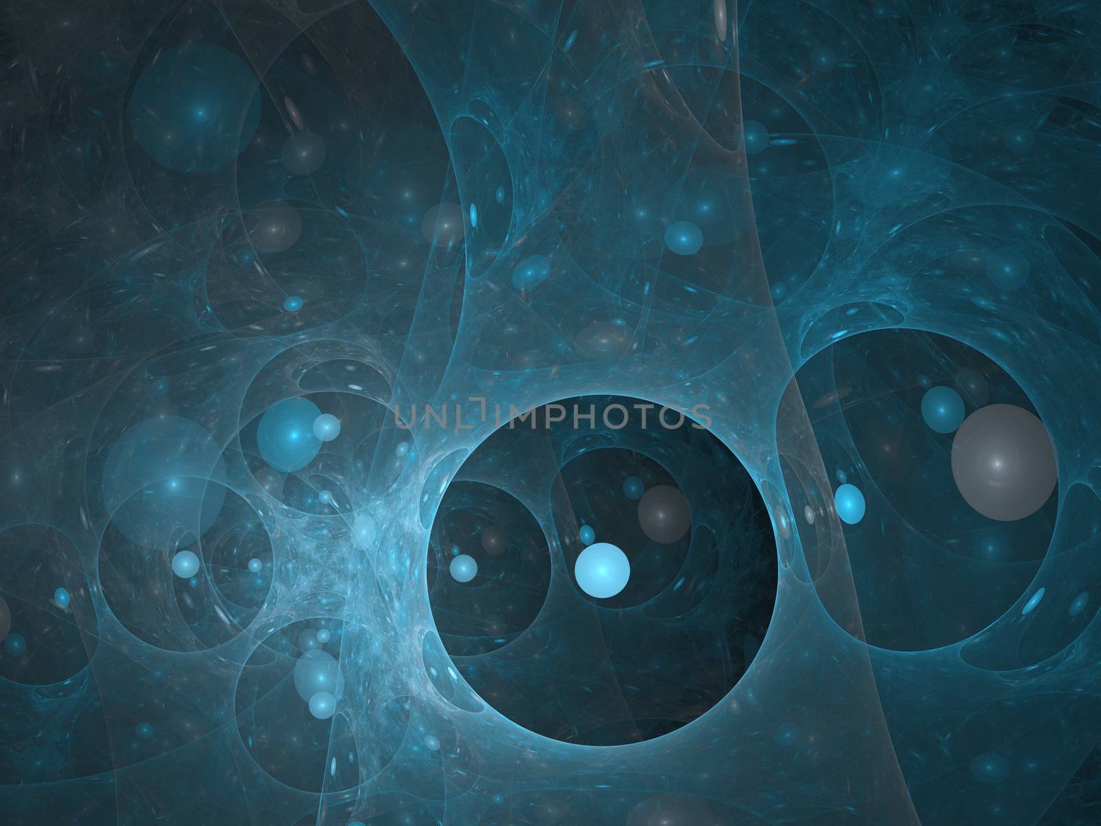 Perfect abstract digital blue background. Composition of bubbles and circles and fractal elements with metaphorical relationship to space, science and modern technology. by NatalyArt