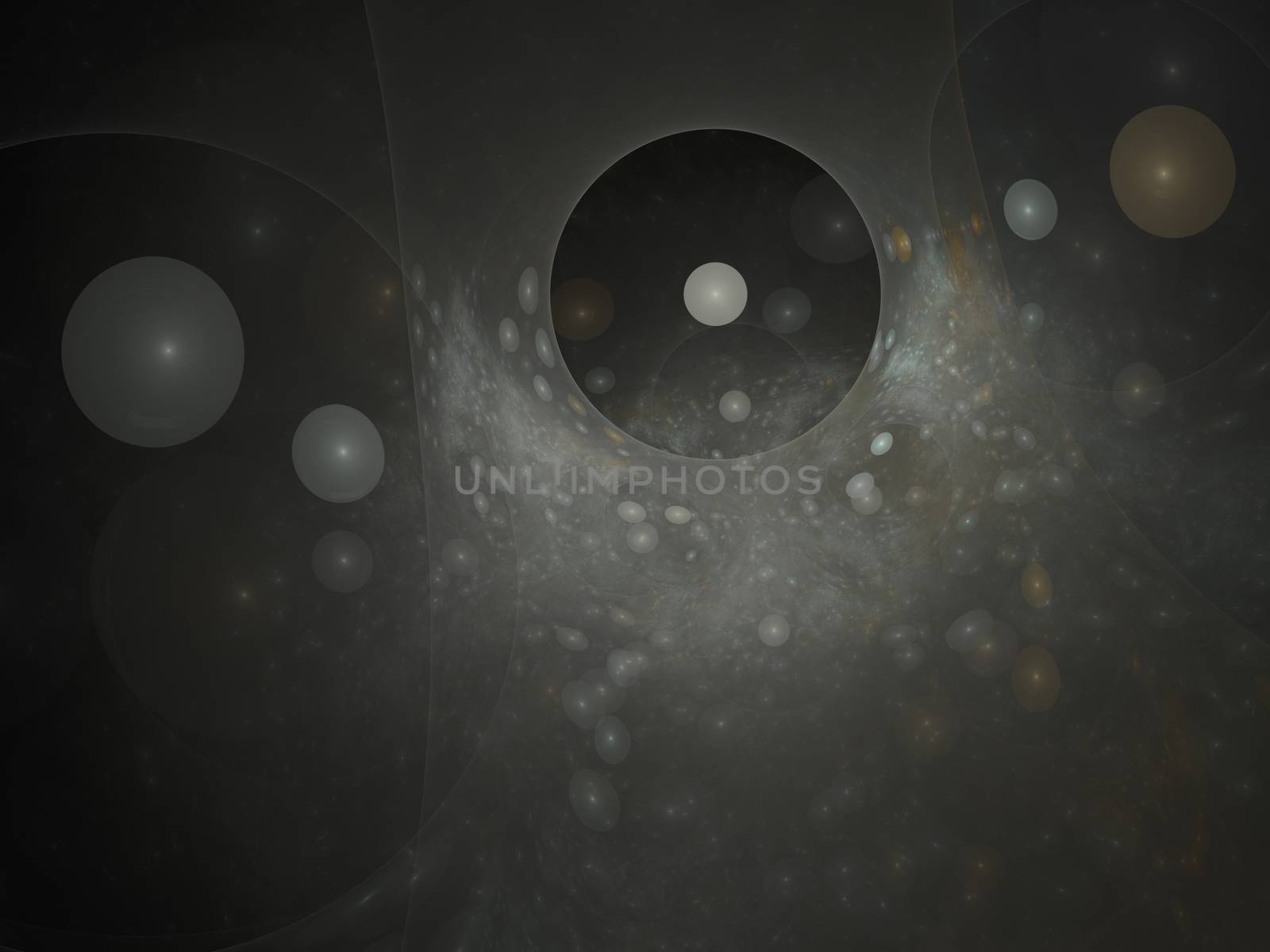 Perfect abstract digital blue background. Vortextunnel, 3d illustration. Composition of bubbles and circles and fractal elements with metaphorical relationship to space, science and modern technology.
