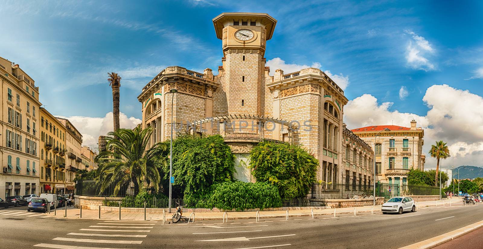 The beautiful architecture of Lycee Massena, iconic building in the city centre of Nice, Cote d'Azur, France