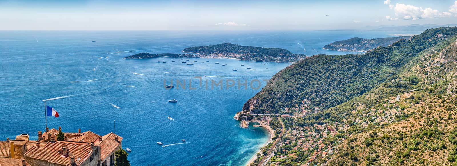 Aerial view from the town of Èze, Cote d'Azur, France by marcorubino