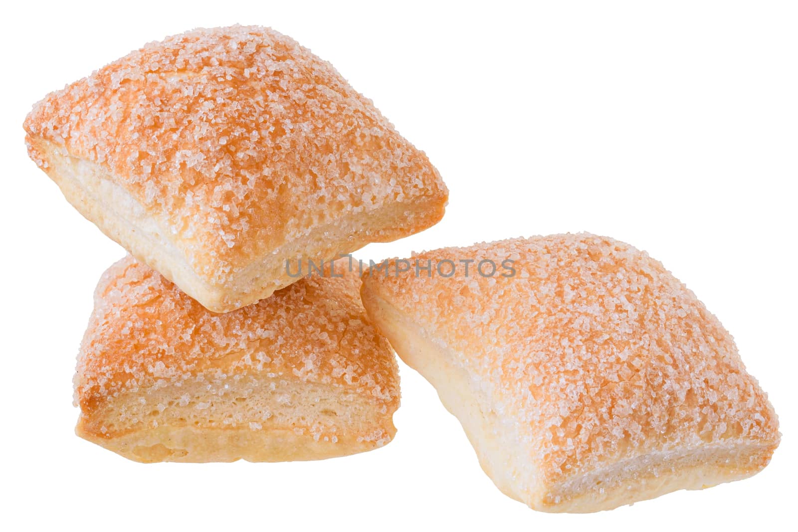Homemade shortbread cookies isolated on white background.