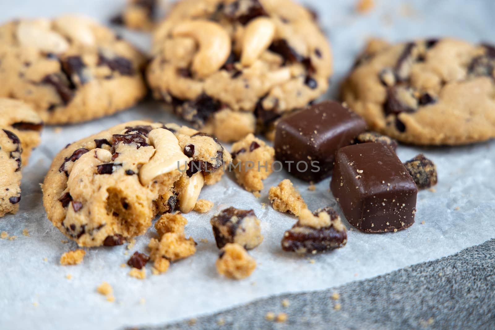 chocolate cookies on gray table by freedomnaruk