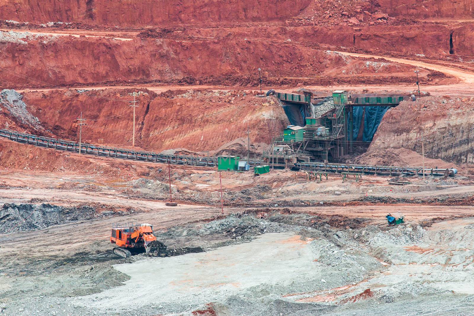 Part of a pit with big mining truck working