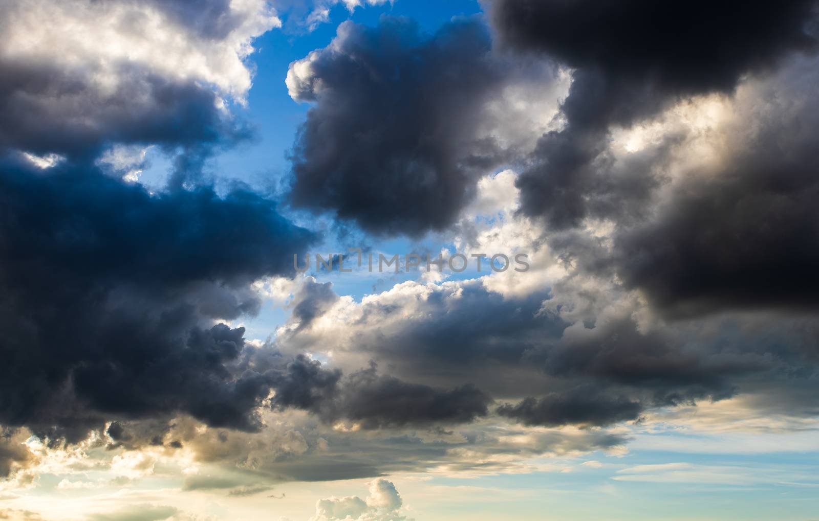 colorful dramatic sky with cloud at sunset by freedomnaruk