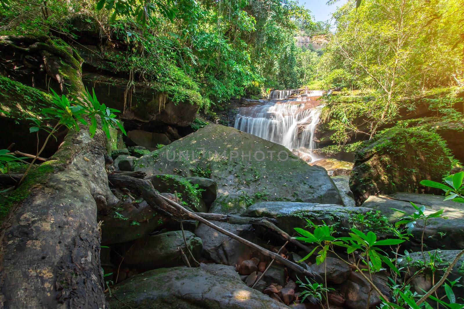 soft water of the stream in the WIMAN THIP Waterfall natural park, Beautiful waterfall in rain forest