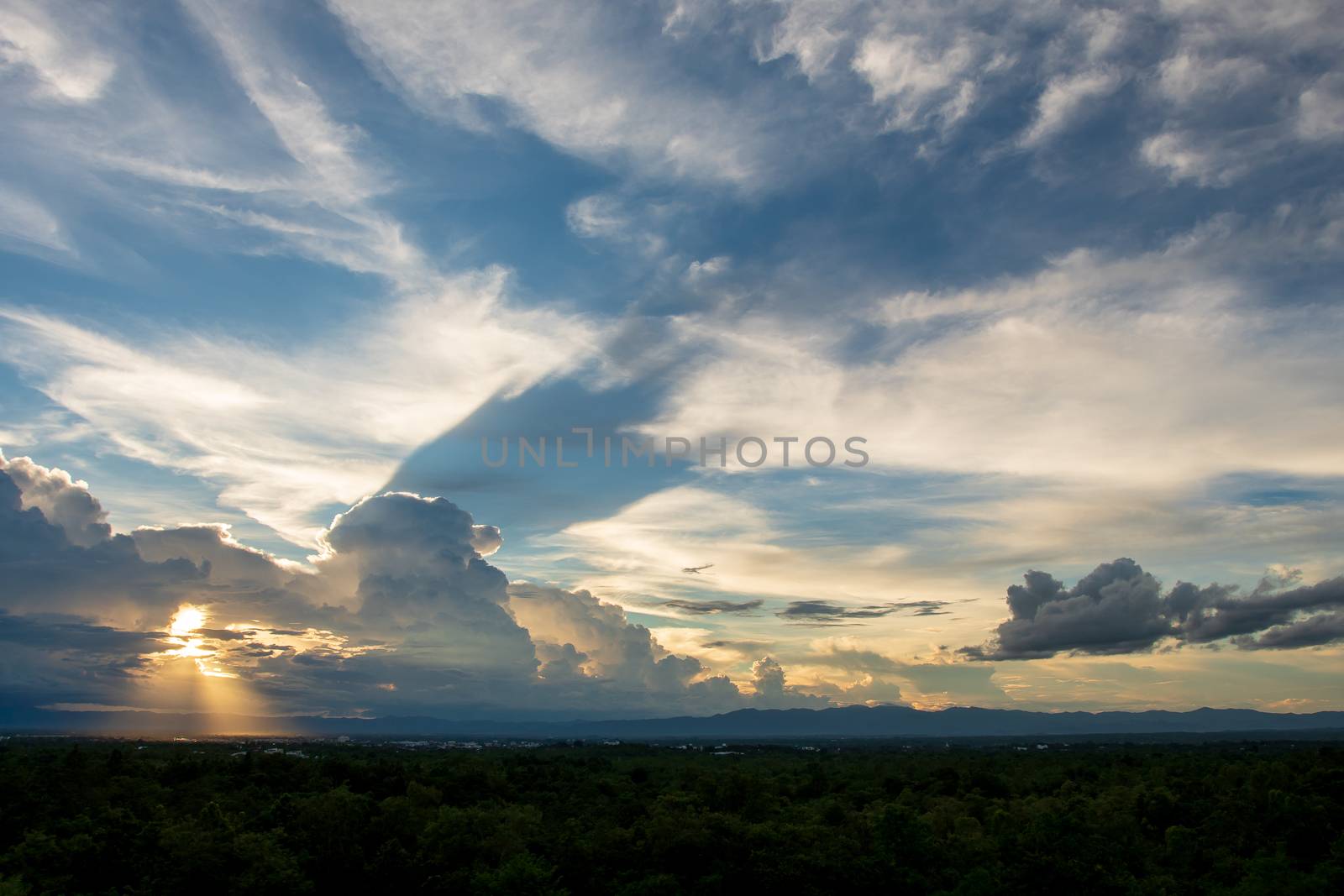 colorful dramatic sky with cloud at sunset by freedomnaruk