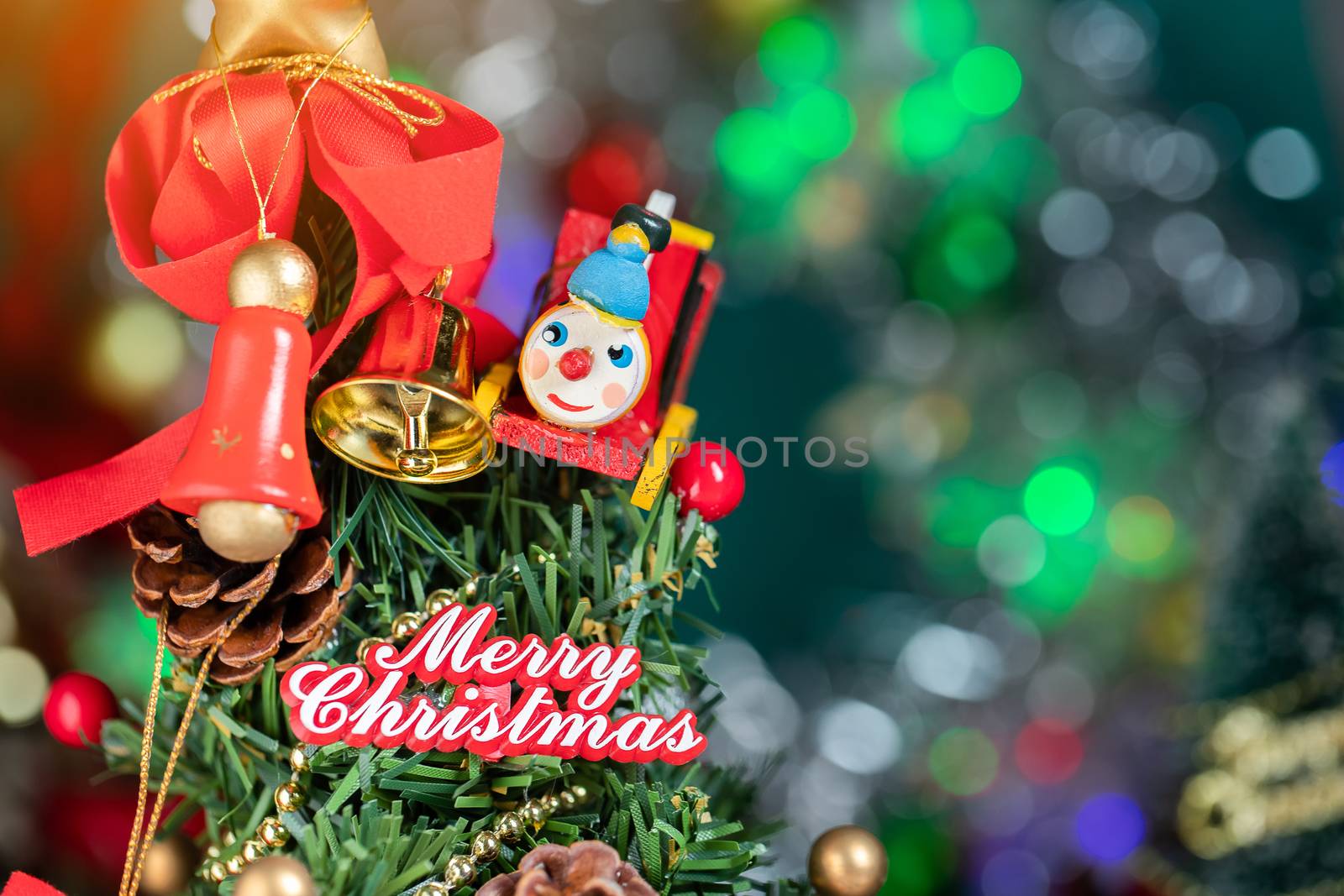 Christmas Background Of Defocused Lights With Decorated Tree by freedomnaruk