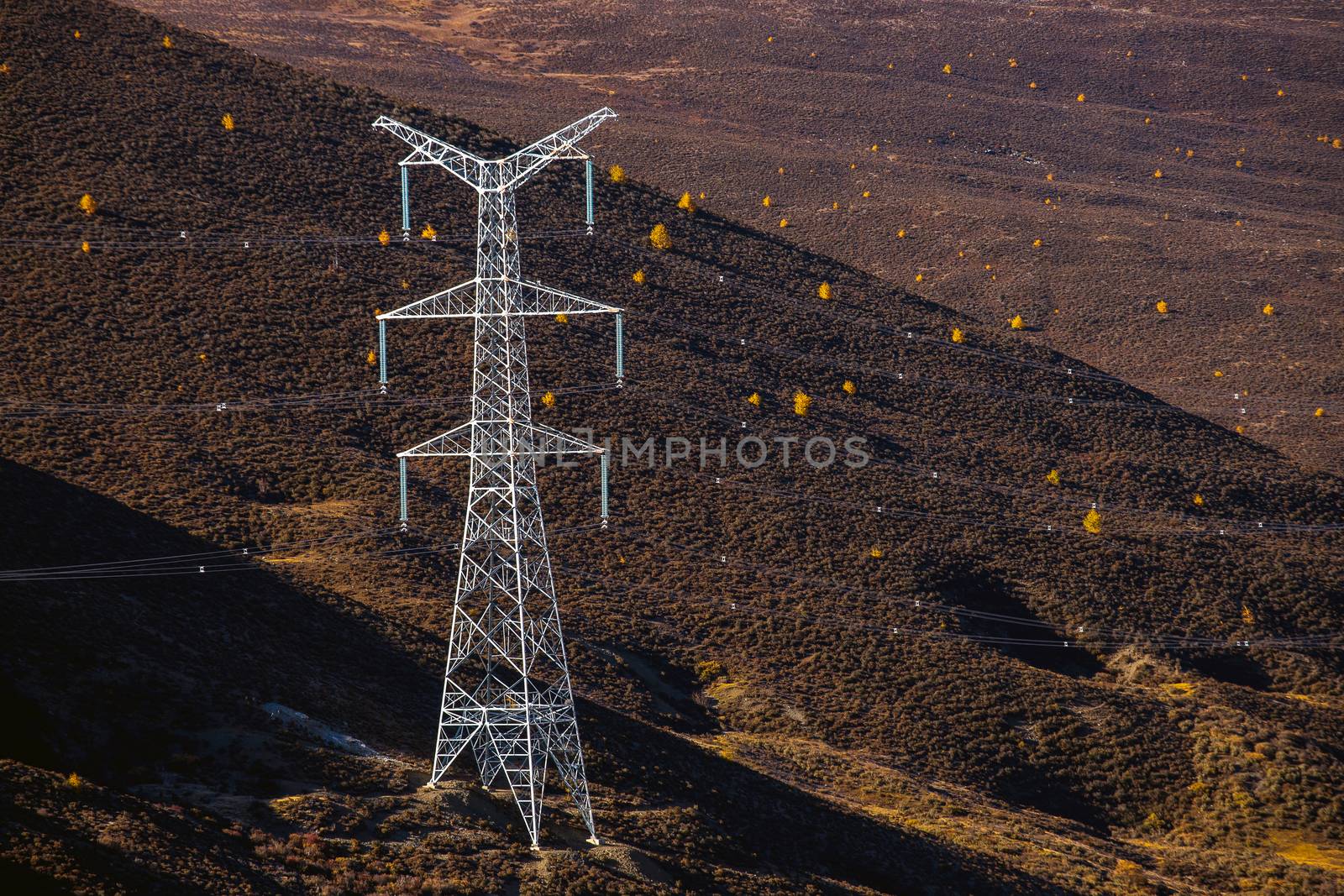 silhouette of high voltage electrical pole structure