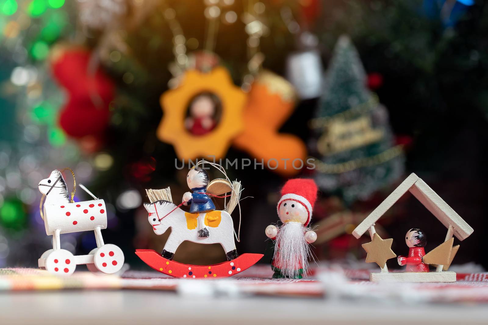 Christmas Background Of Defocused Lights With Decorated Tree by freedomnaruk