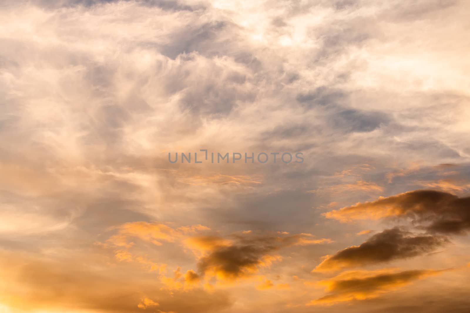 colorful dramatic sky with cloud at sunset by freedomnaruk