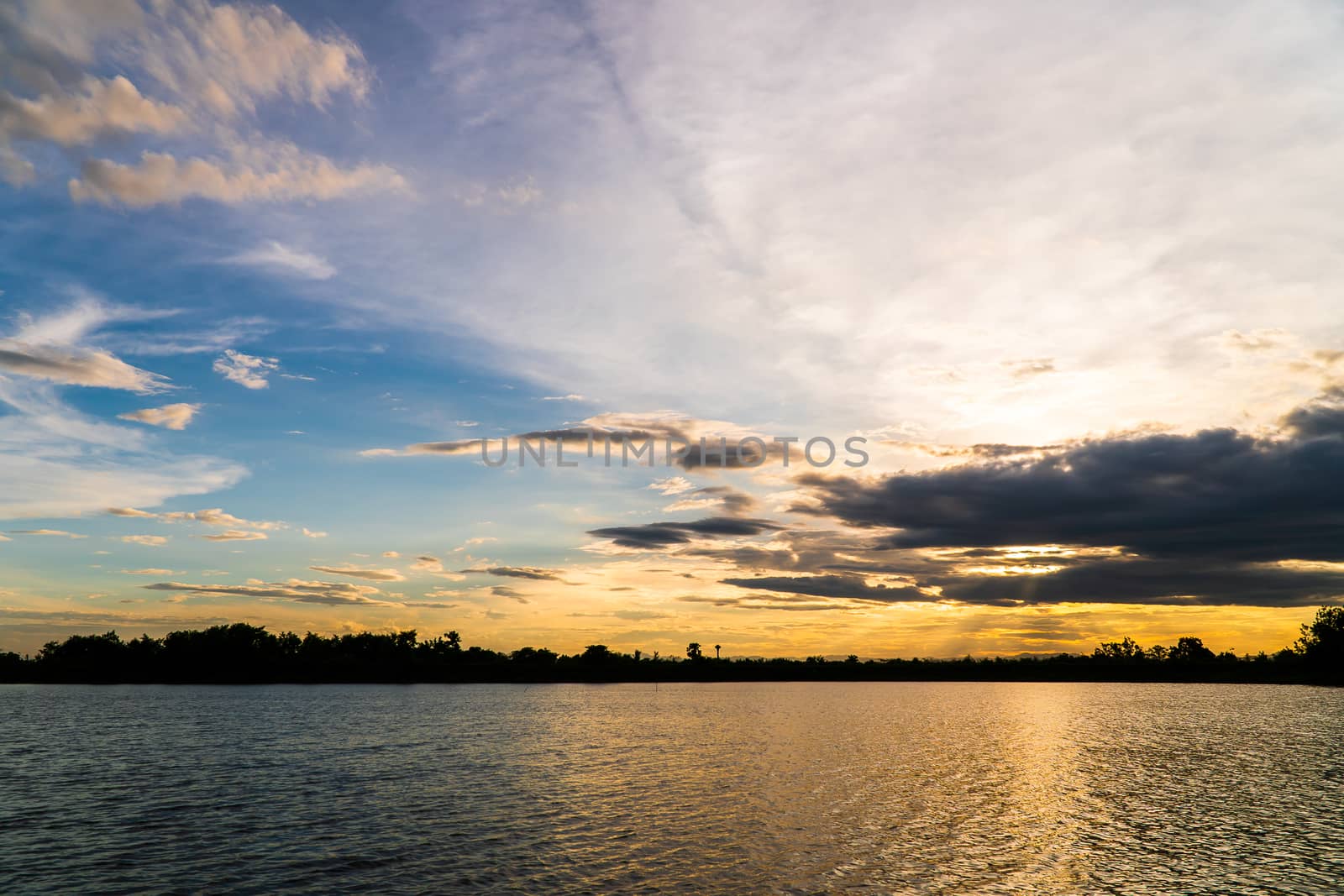 colorful dramatic sky with cloud at sunset