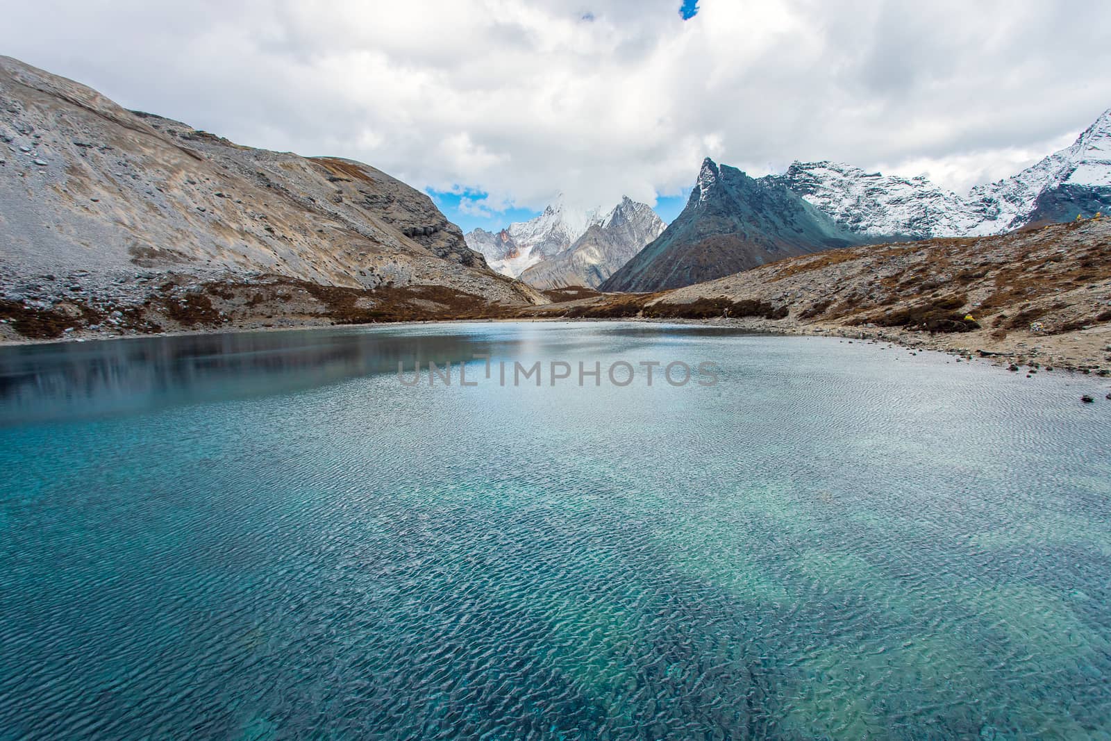 Five Colors Lake at Doacheng Yading National park, Sichuan, China. Last Shangri-la