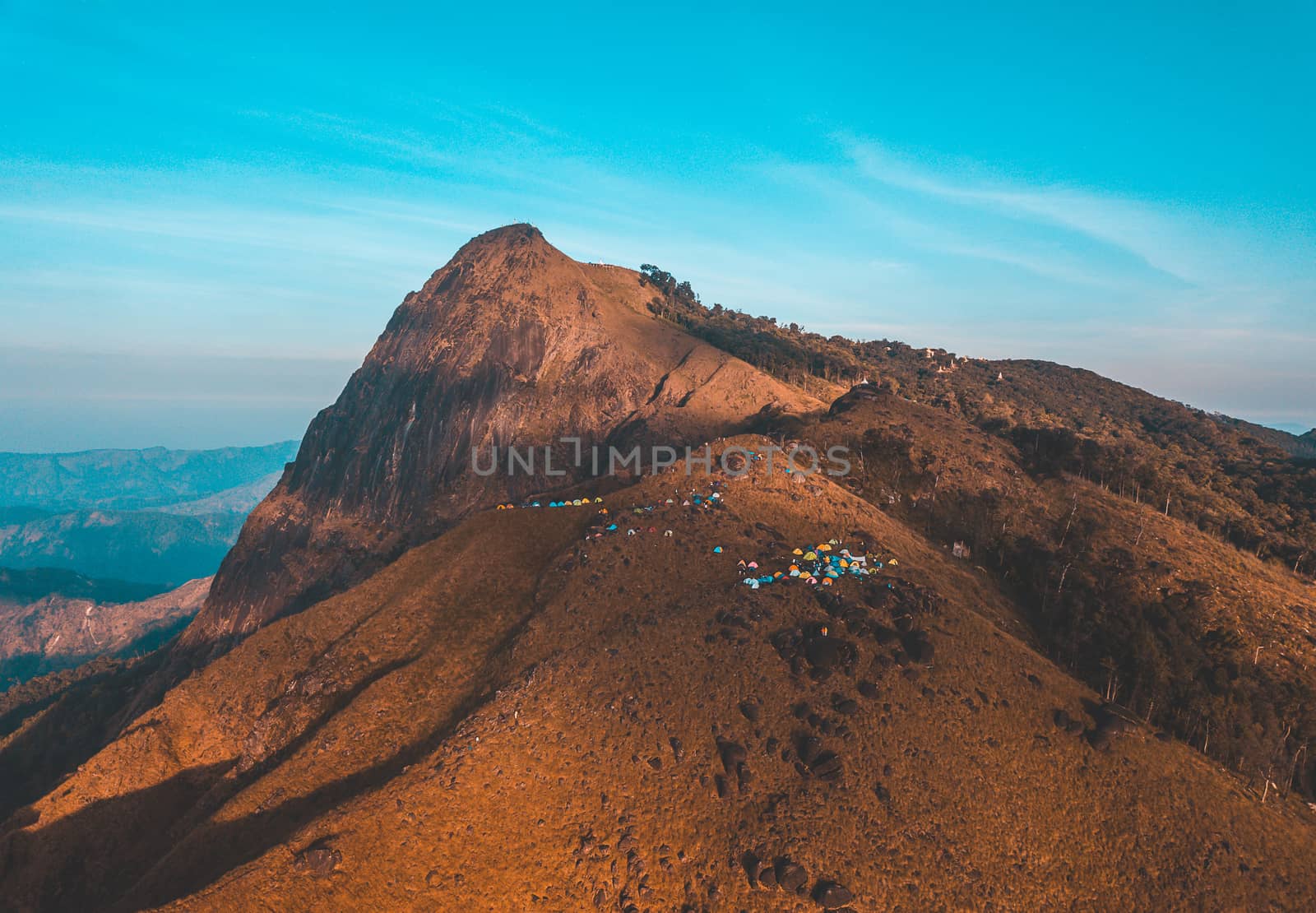 Top View Mulayit Taung golden light of the morning sun and the m by freedomnaruk