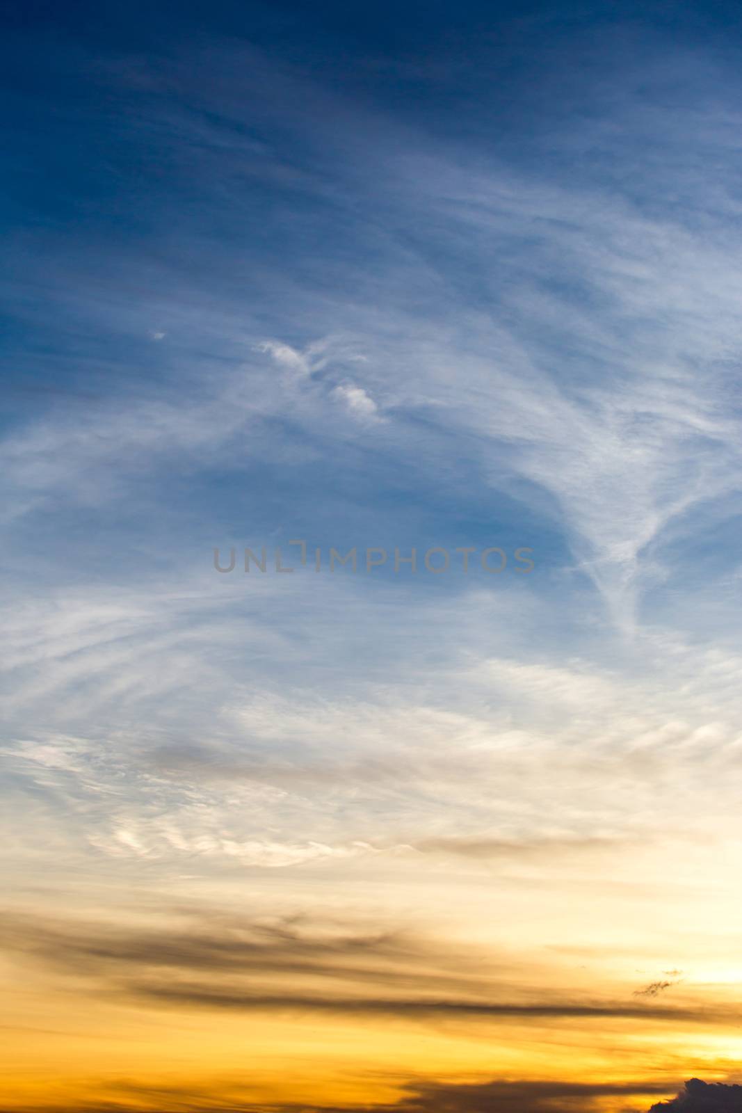 colorful dramatic sky with cloud at sunset