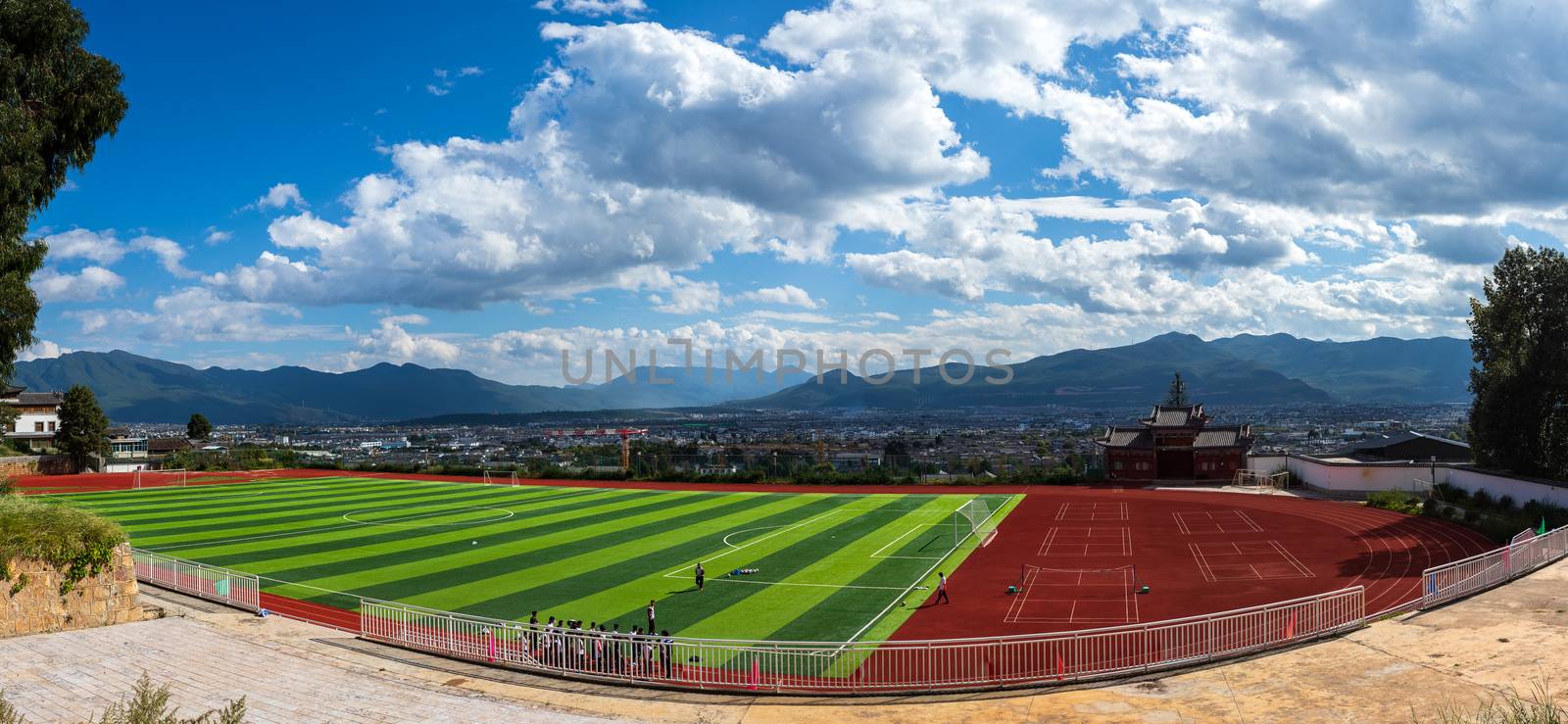 Football field in Lijiang old town beautiful view from Lijiang