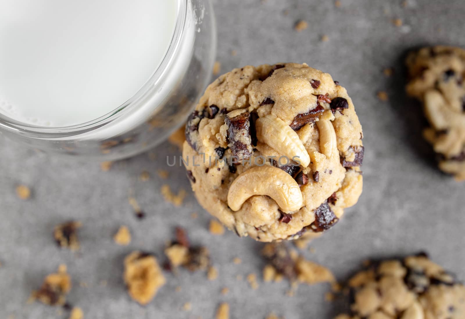  chocolate cookies on gray table by freedomnaruk