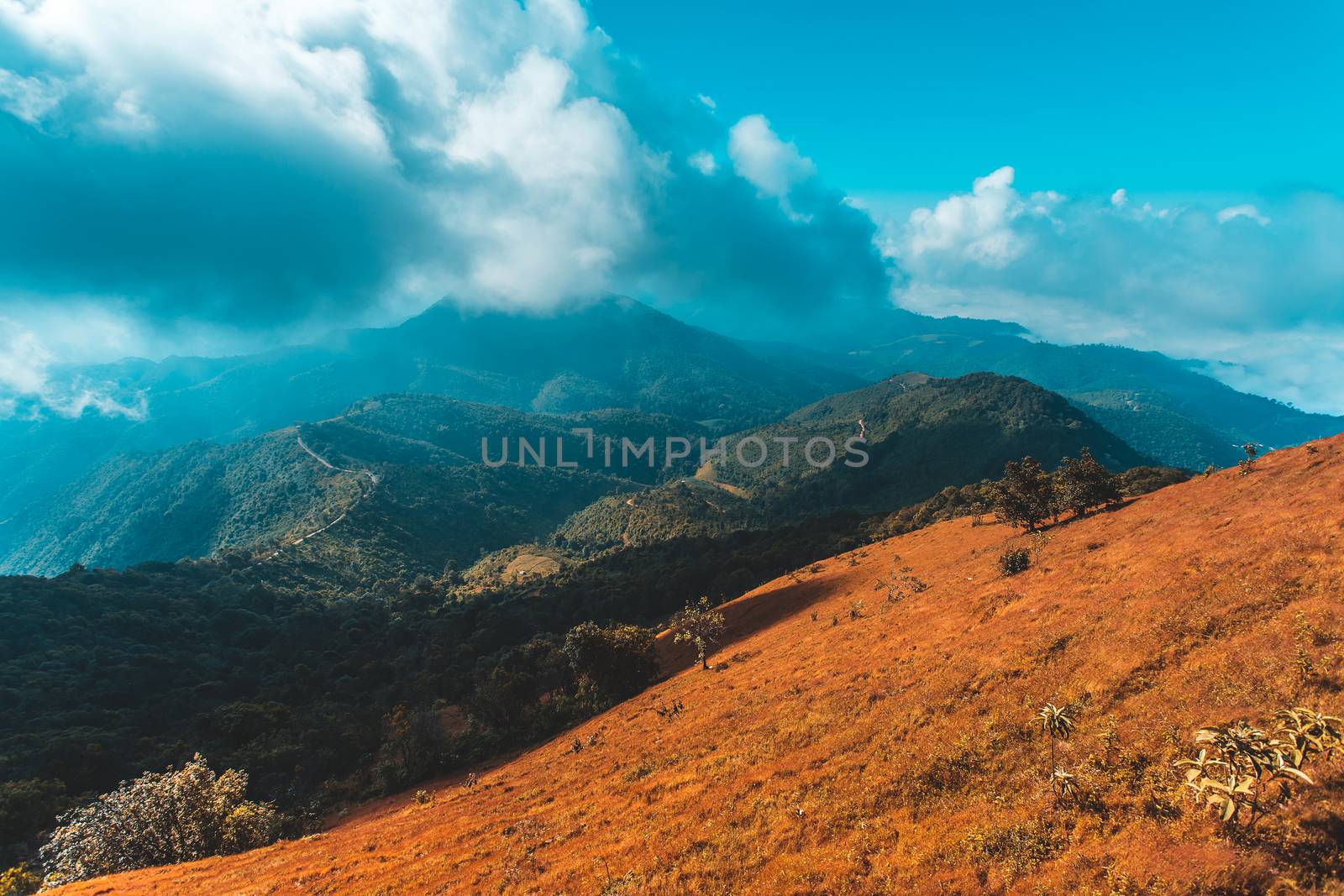 Sunrise and beautiful clouds sky at DOI PUI CO , View of the mis by freedomnaruk