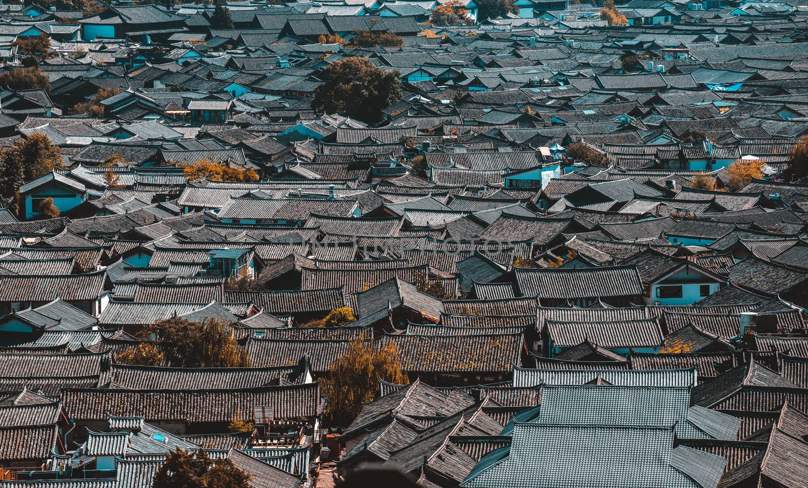 Rooftops in Lijiang old town beautiful view from Lijiang