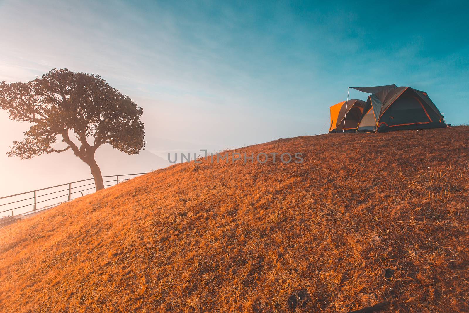 Sunrise and beautiful clouds sky at DOI PUI CO , View of the mis by freedomnaruk