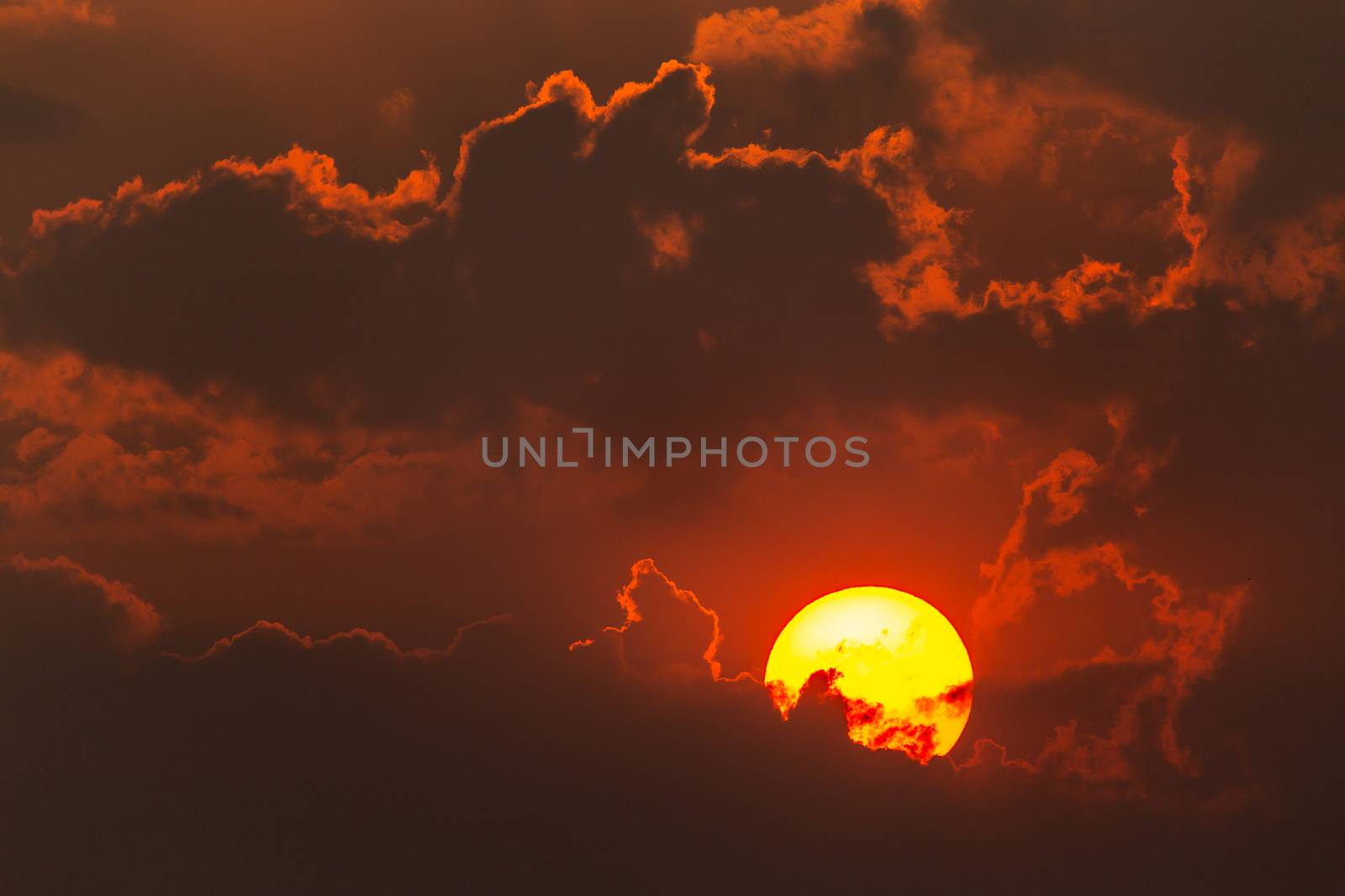 colorful dramatic sky with cloud at sunset