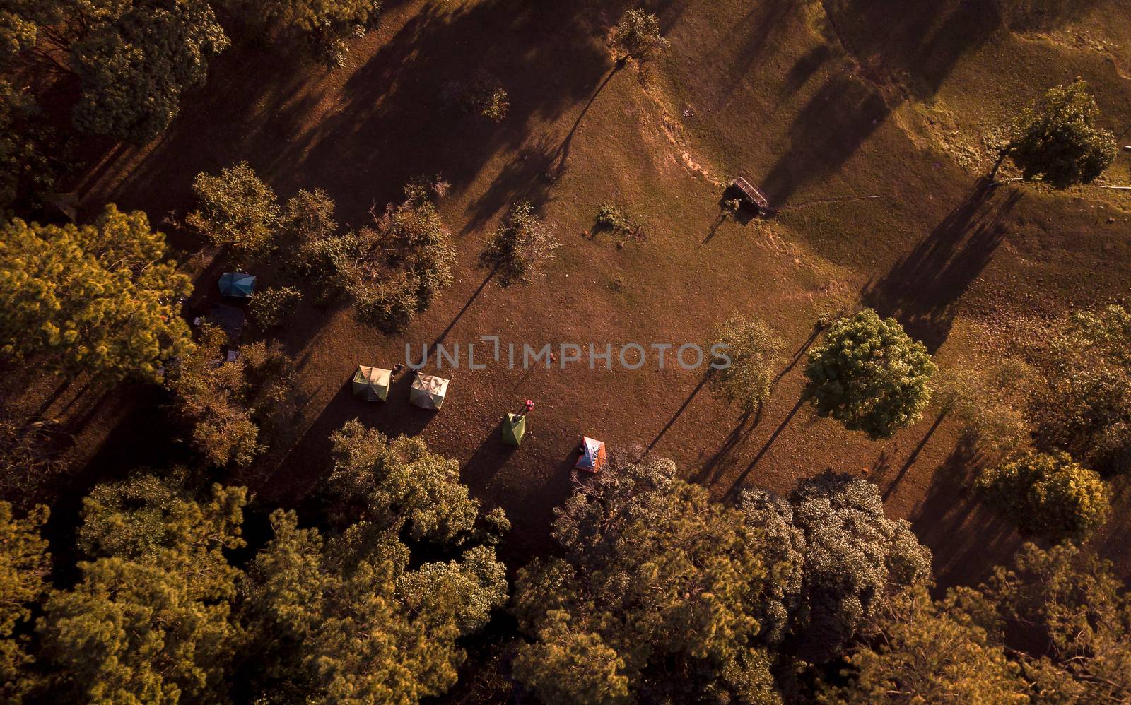 Top View tourist tent camping in mountains by freedomnaruk