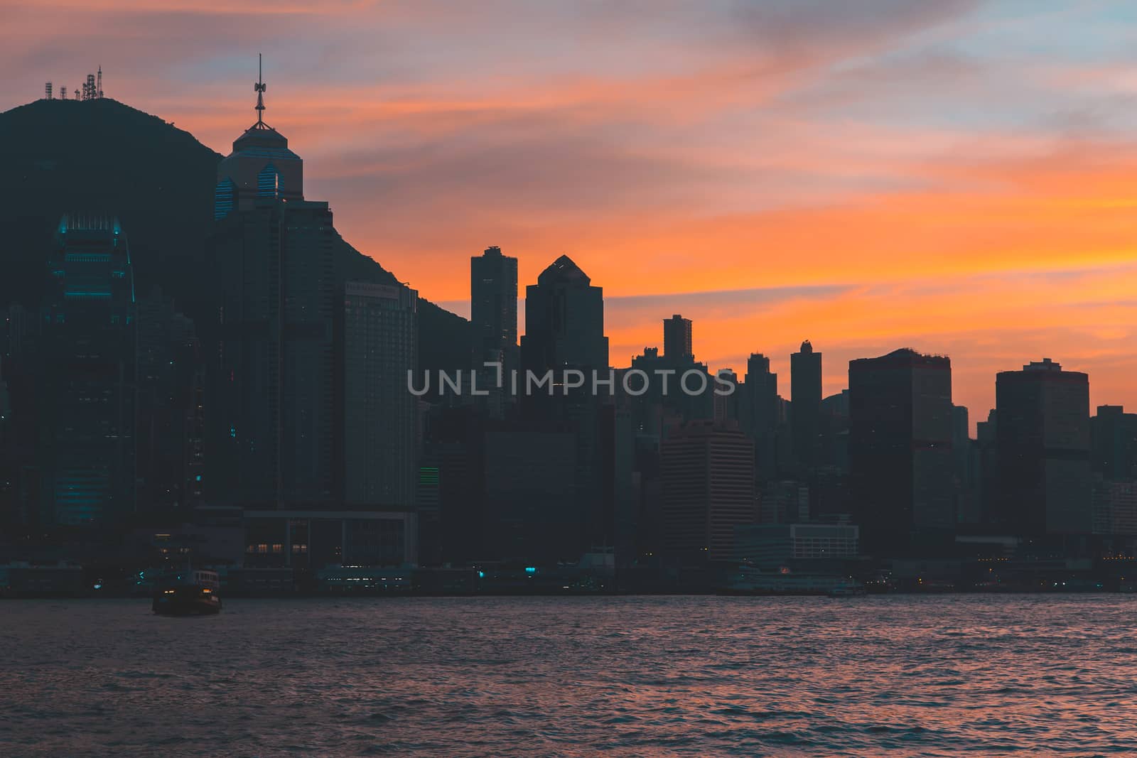 Hong Kong Skyline Kowloon from Fei Ngo Shan hill sunset by freedomnaruk