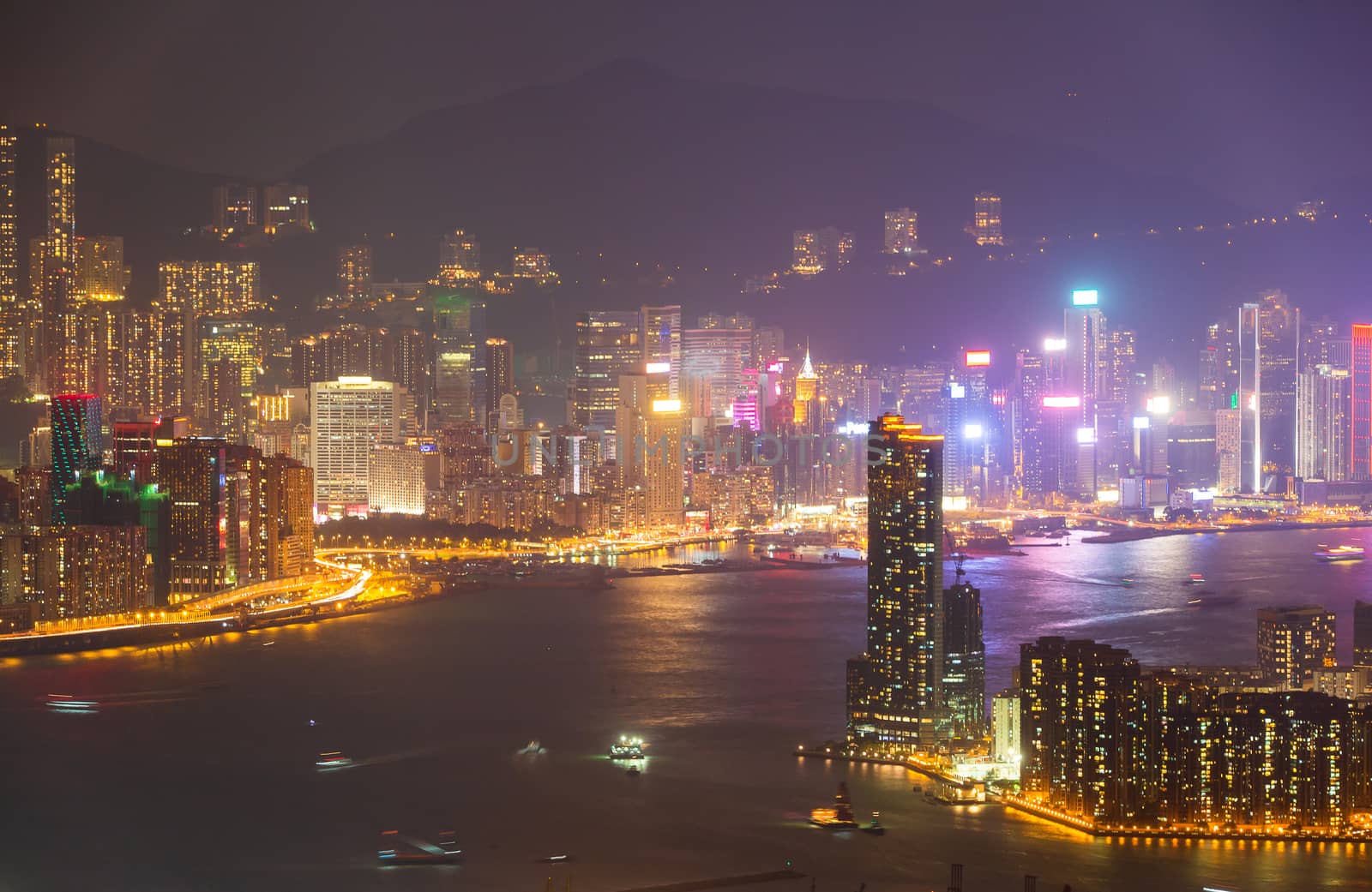 Hong Kong Skyline Kowloon from Fei Ngo Shan hill sunset