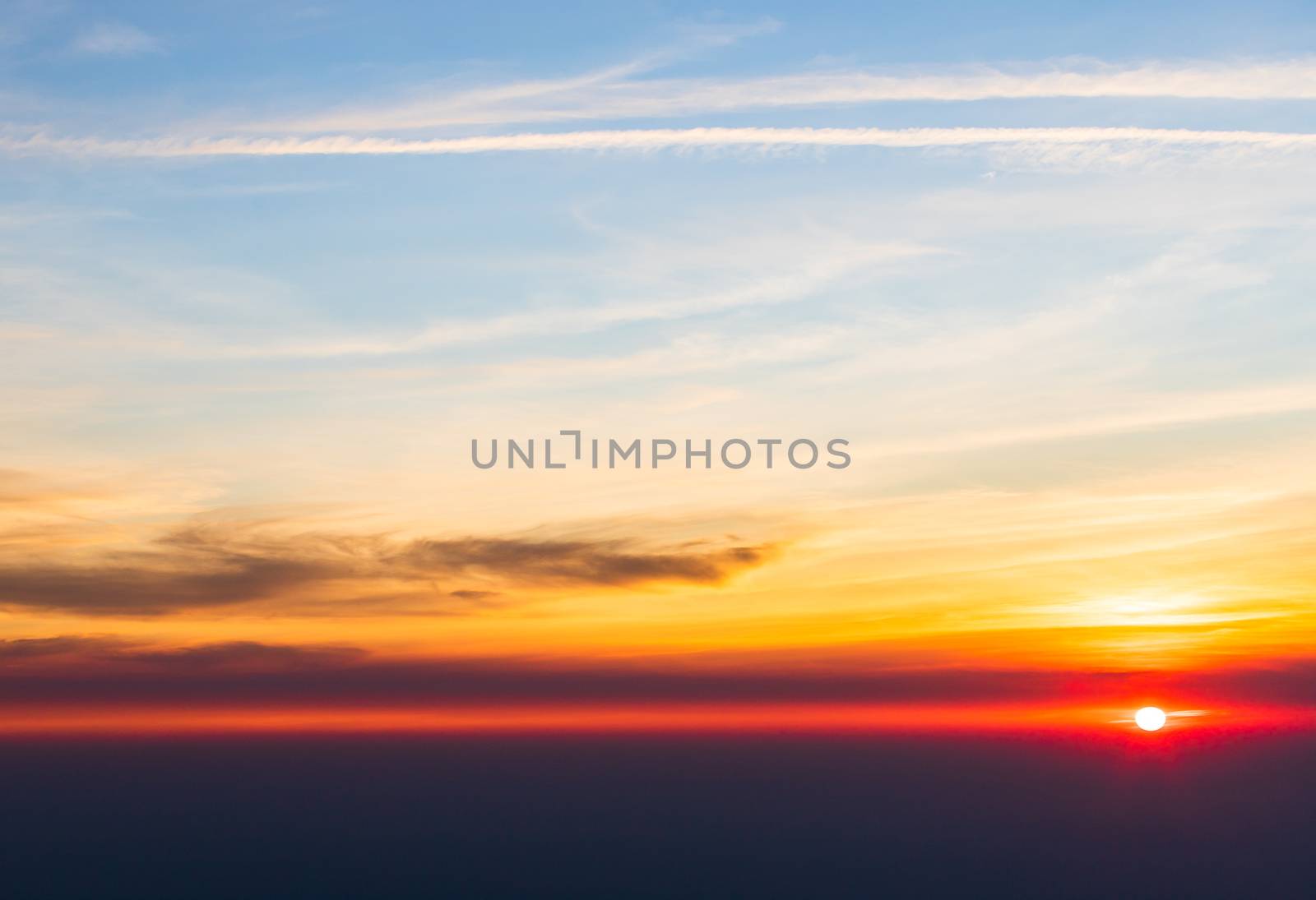 colorful dramatic sky with cloud at sunset