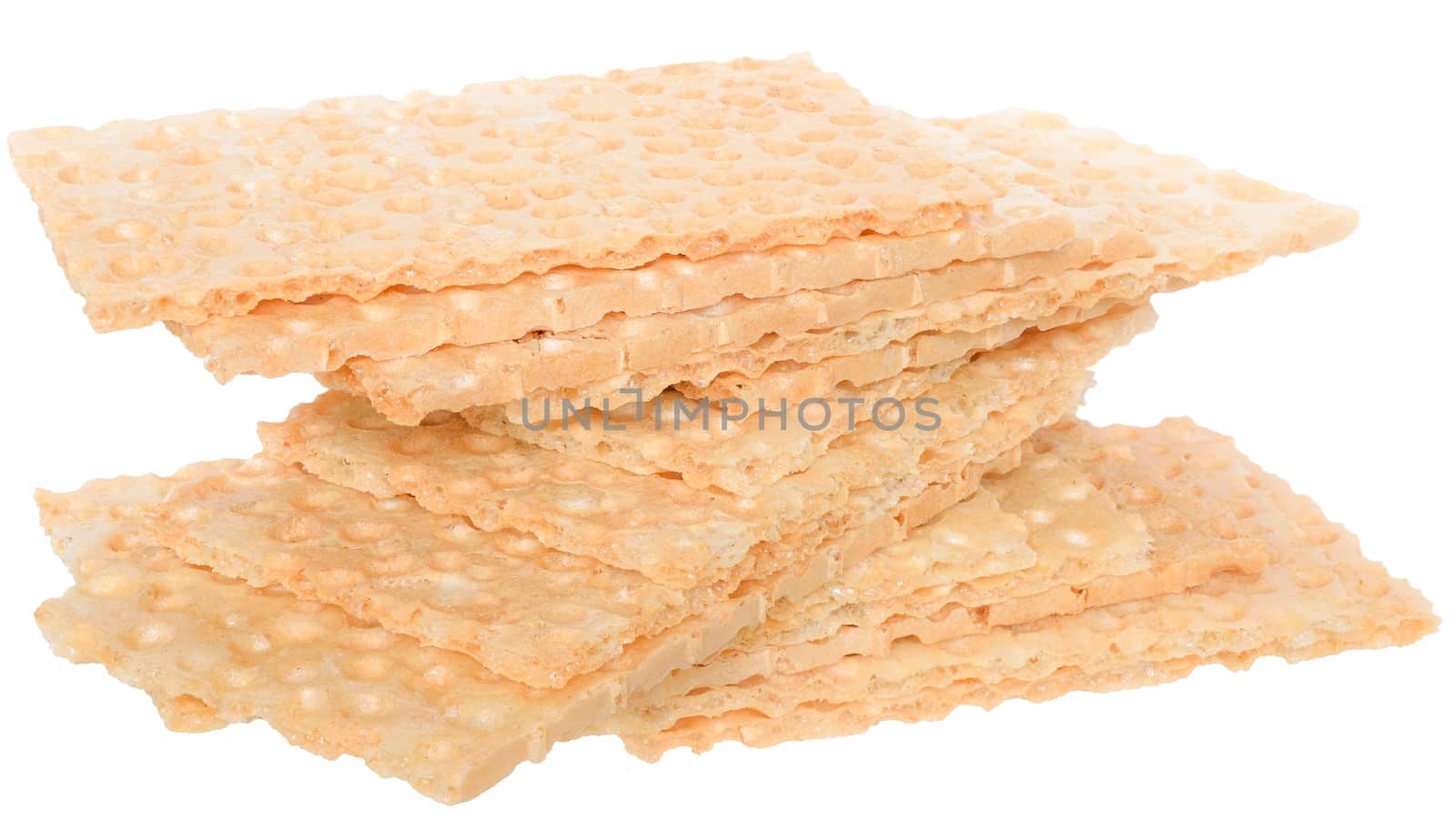 Heap slice of crispbread isolated on white background.