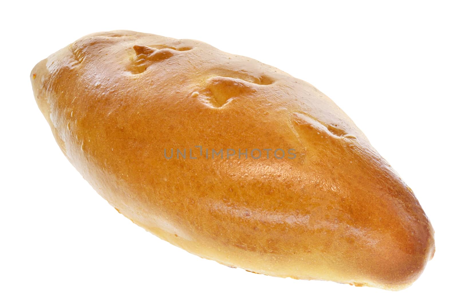 sweet bun with filling isolated on white background.