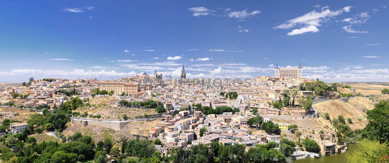 View of Toledo city from cigarrales in Spain.