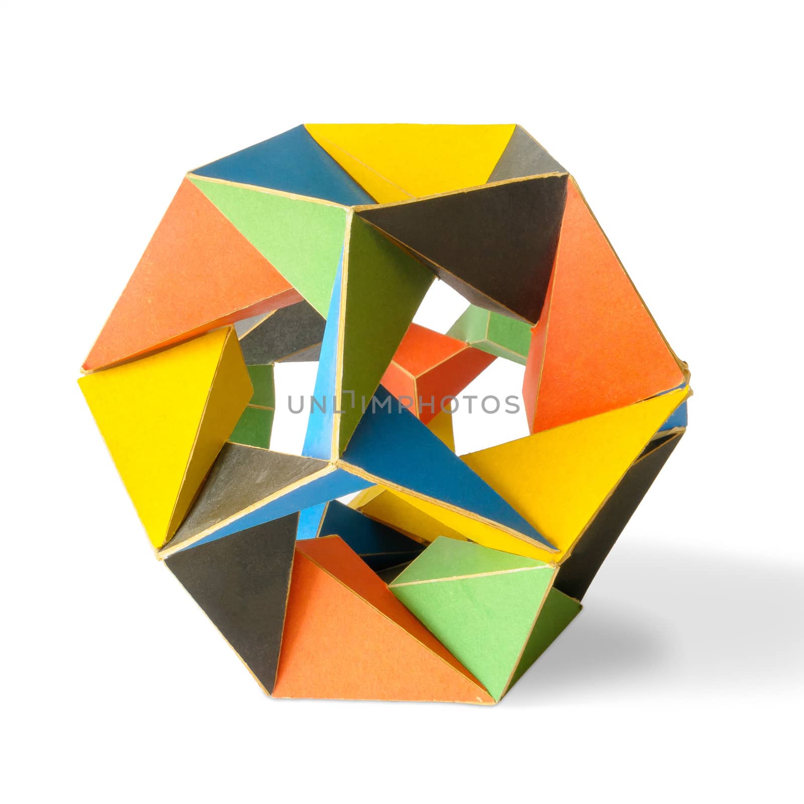 A colorful icosahedron on a white background