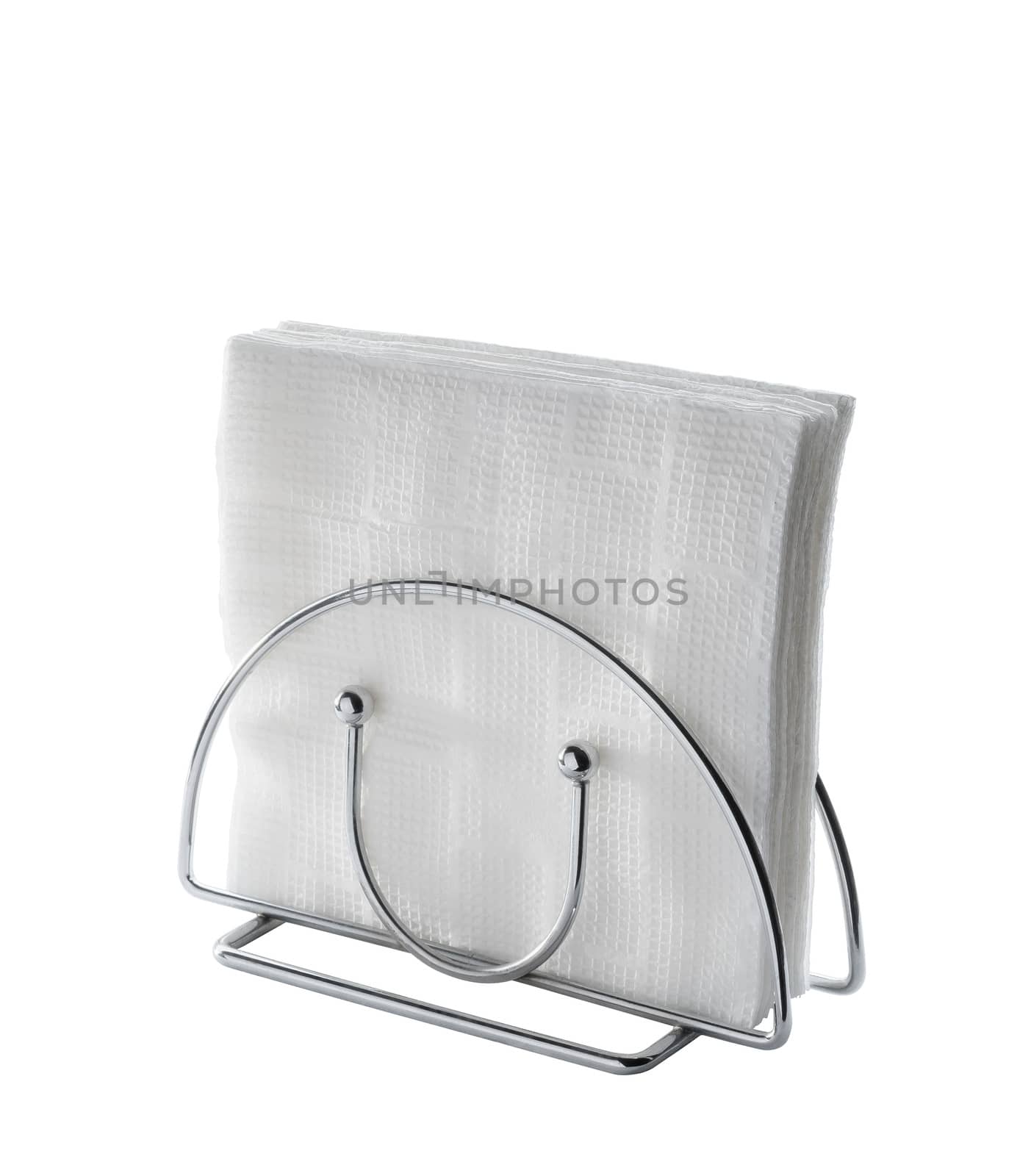 A table napkin holder with napkin, isolated on white