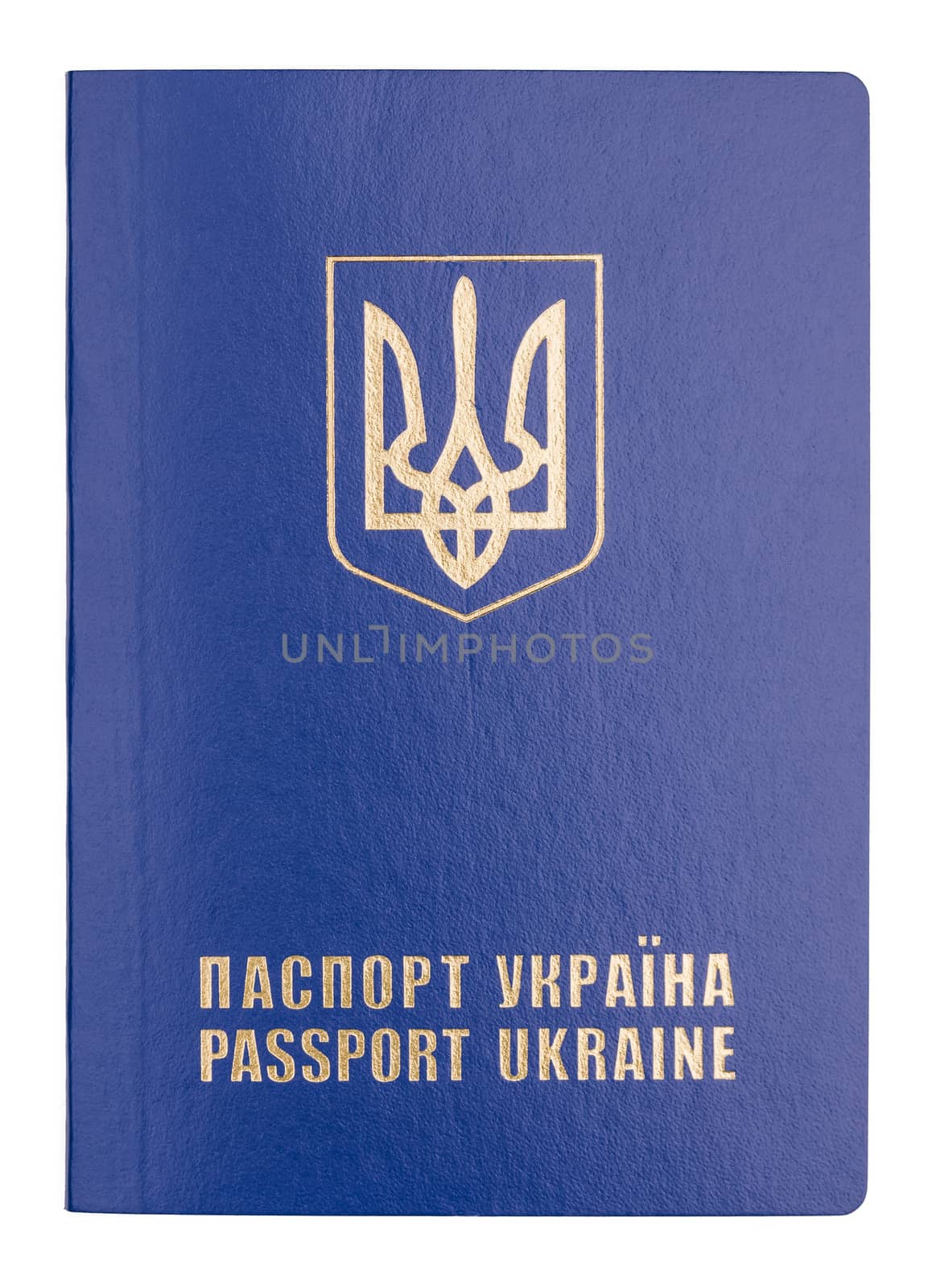 New blue Ukrainian International Passport isolated on white