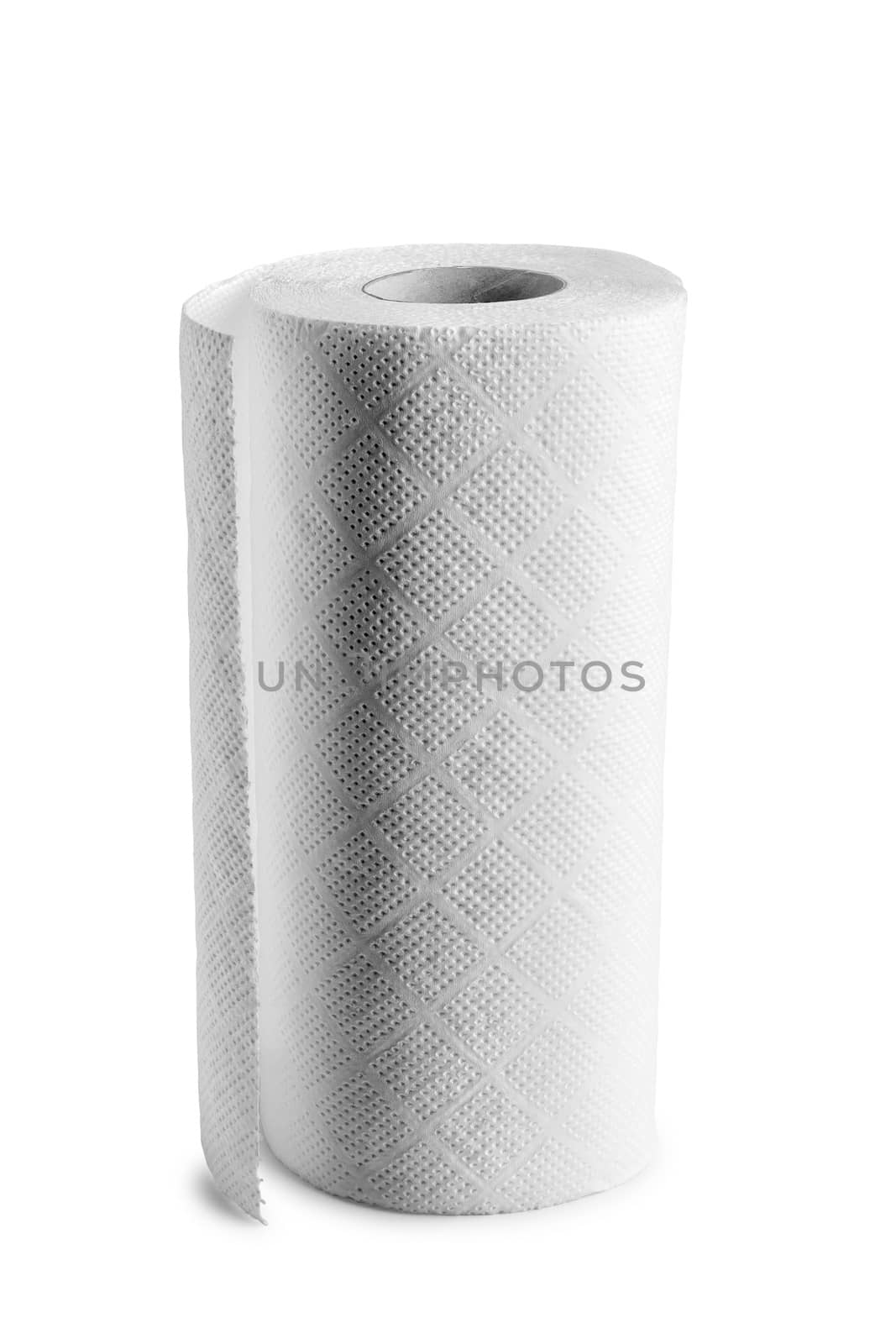 Cleaning paper towel roll isolated on white background